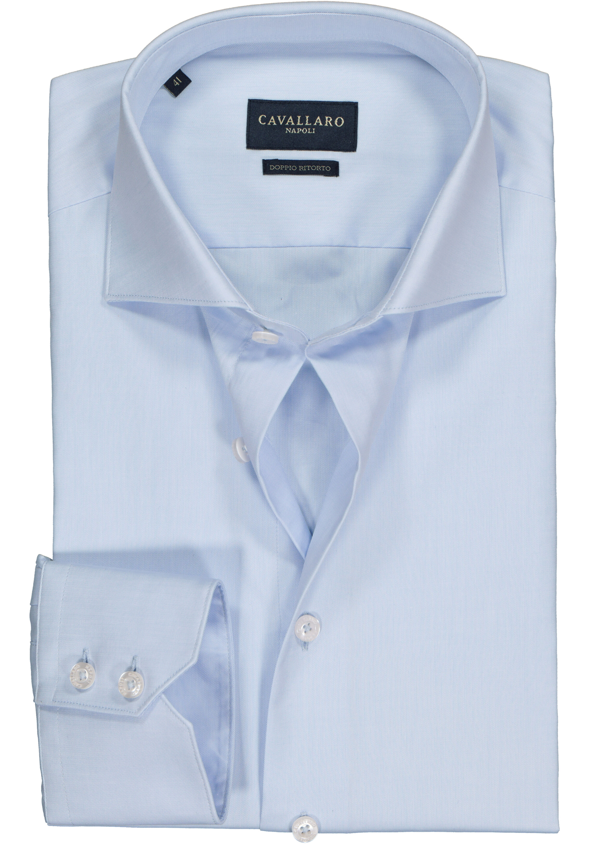 Cavallaro Napoli slim fit overhemd, twill, lichtblauw