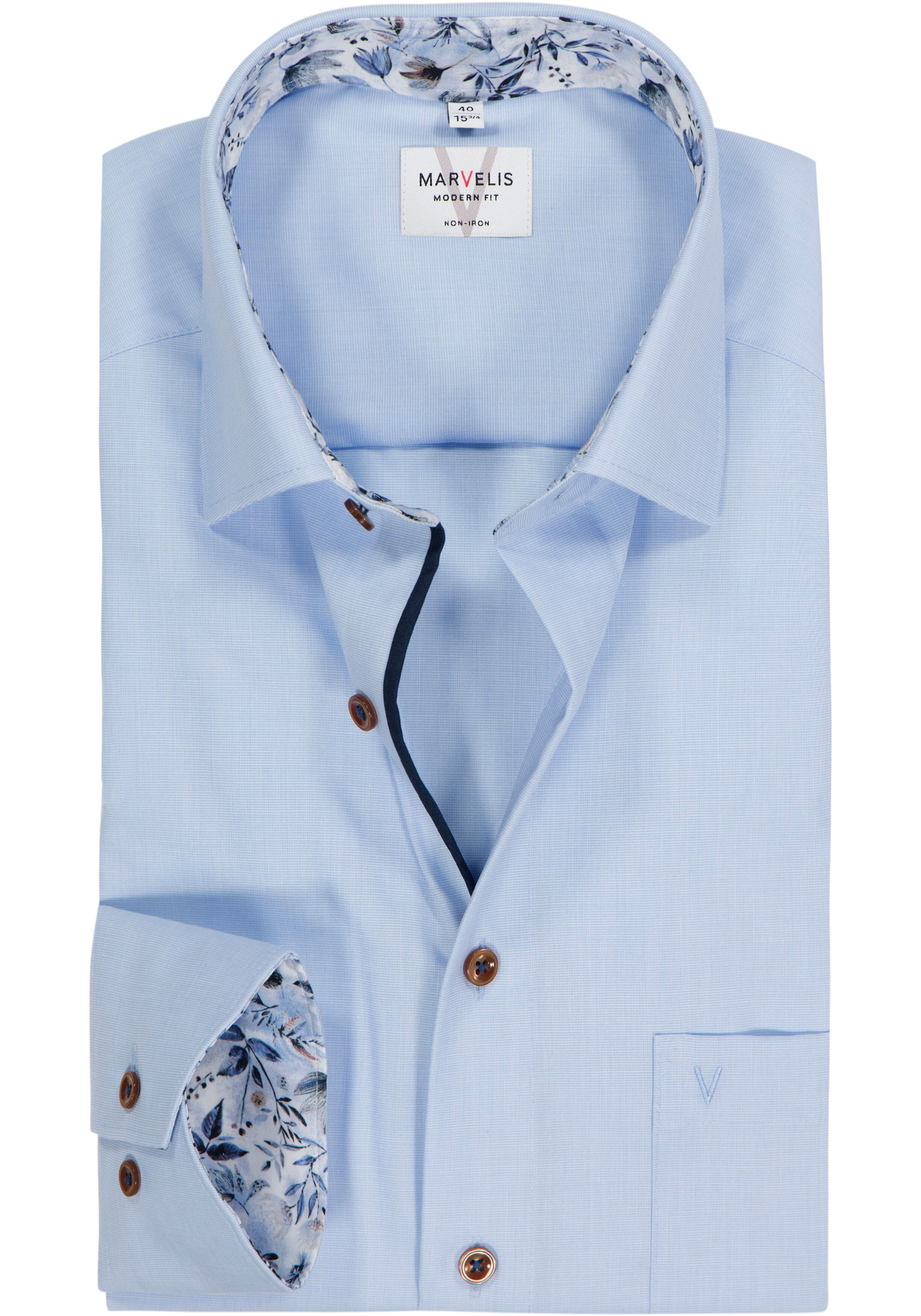 MARVELIS modern fit overhemd, fil a fil, lichtblauw