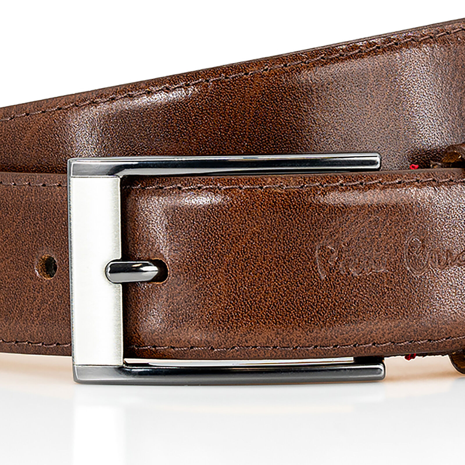 PIERRE CARDIN leren heren riem, mahonie bruin