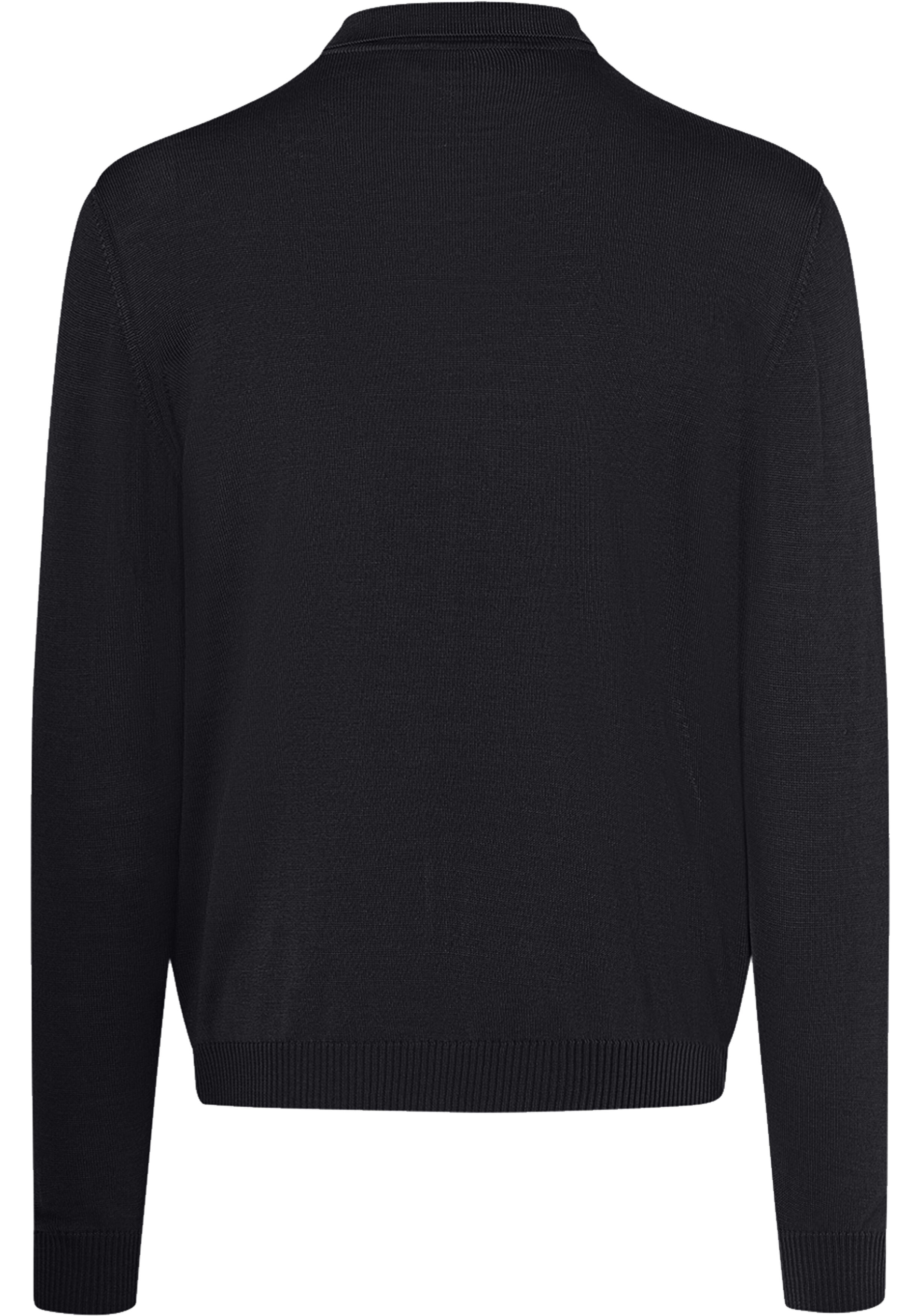MAERZ Classic Fit heren trui met polokraag wol, zwart