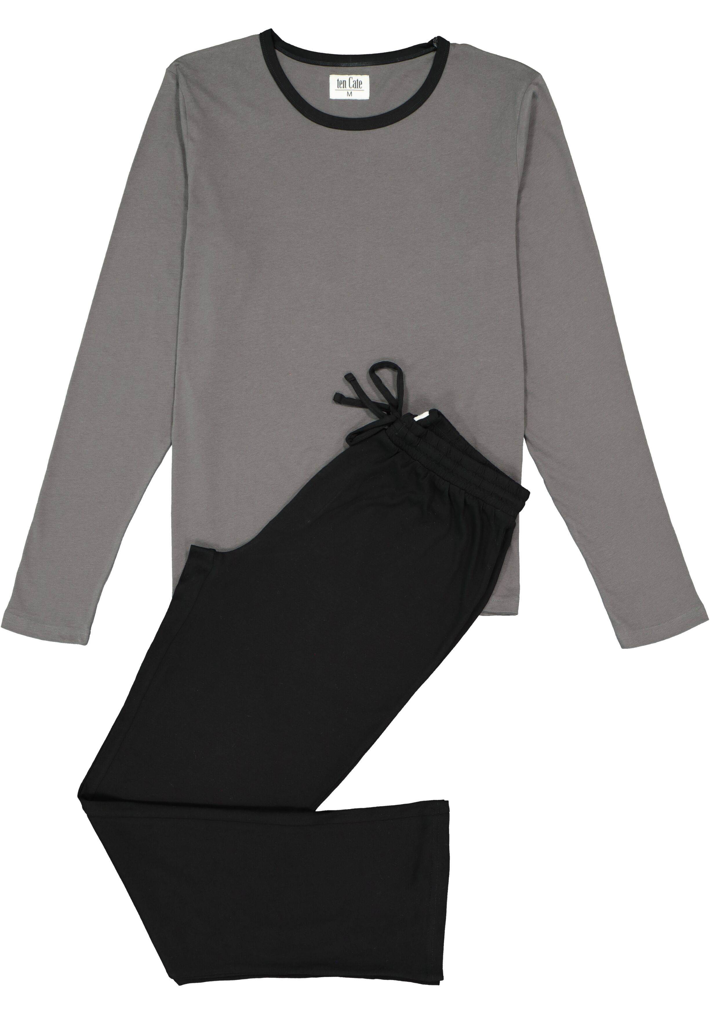TEN CATE men pyjama, O-hals, blauw met grijs