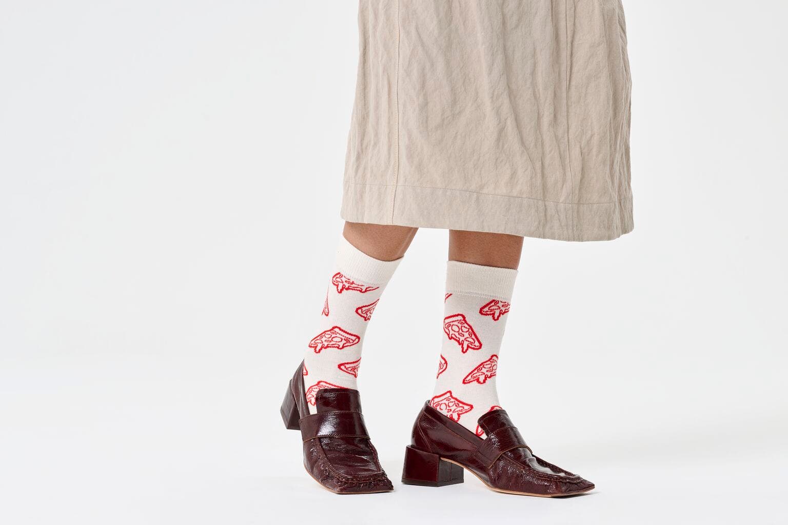 Happy Socks Pizza Sock, unisex sokken, wit