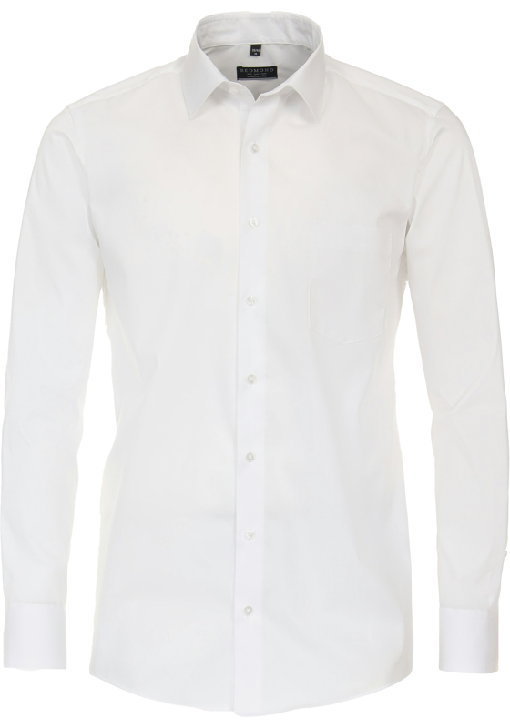 Redmond slim fit overhemd, popeline, wit Redmond slim fit overhemd, popeline, wit