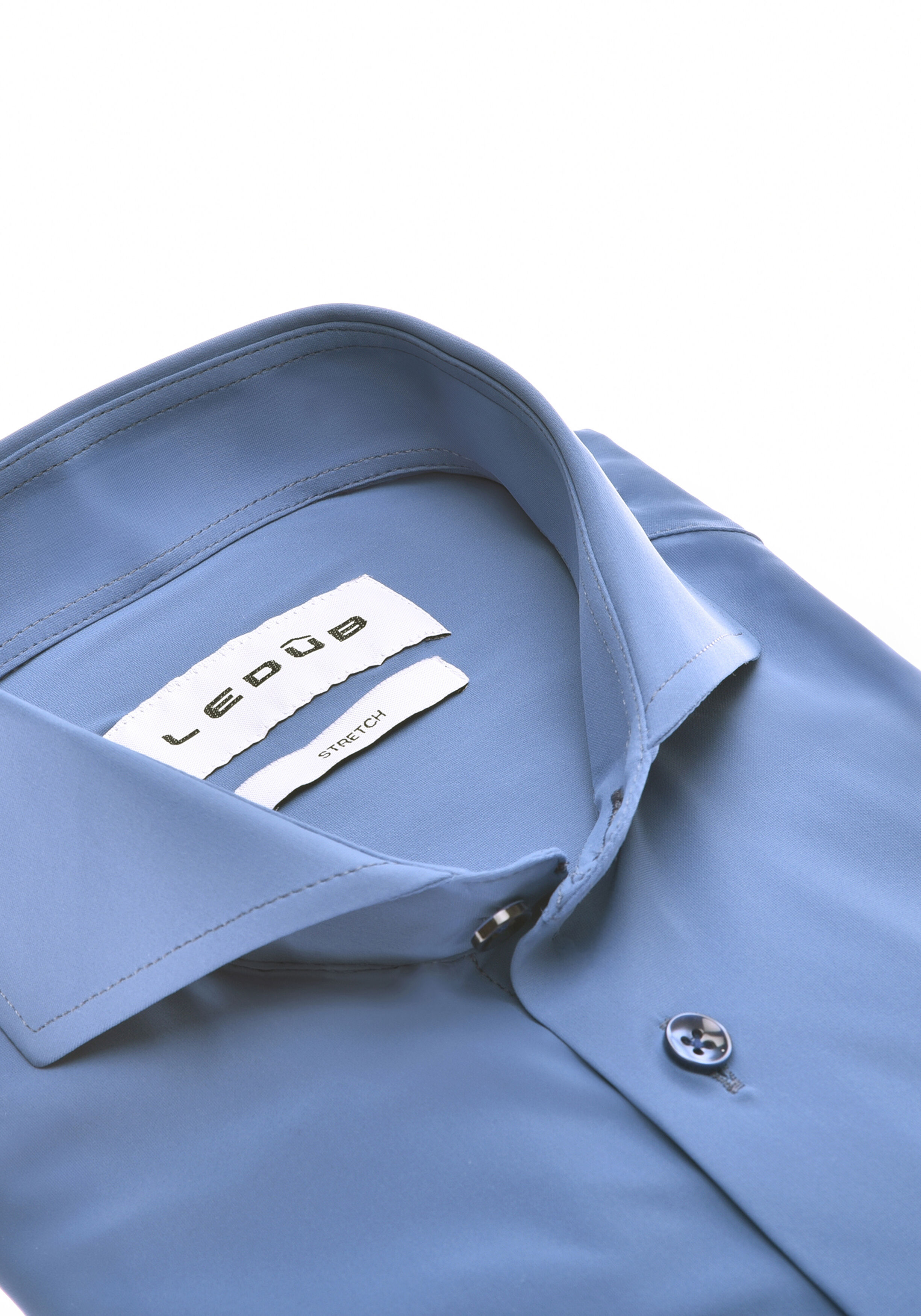 Ledub slim fit overhemd, popeline, donkerblauw