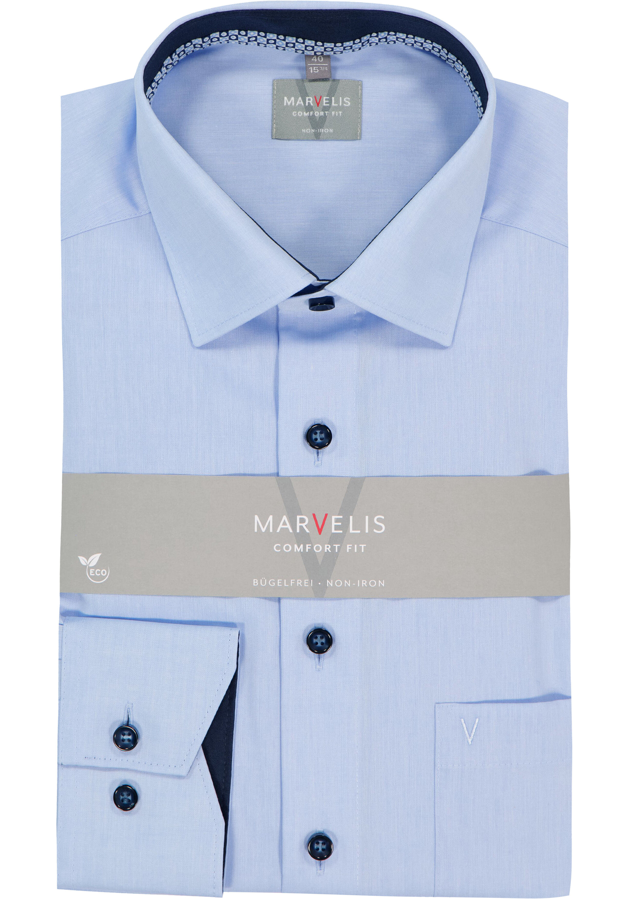 MARVELIS comfort fit overhemd, popeline, lichtblauw