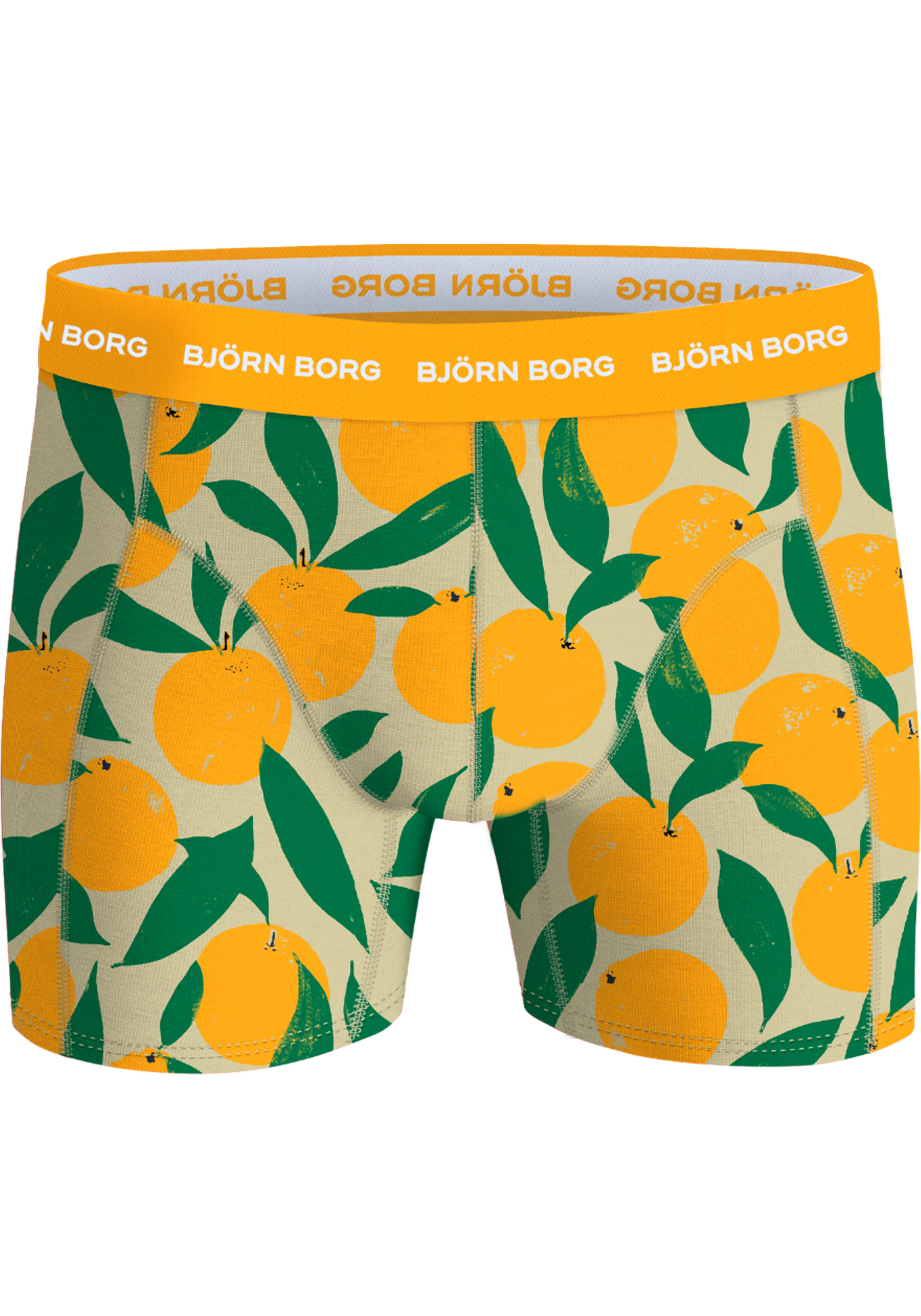 Bjorn Borg Cotton Stretch boxers, heren boxers normale lengte (3-pack), groen dessin, citroenen print en zwart met groen en wit dessin