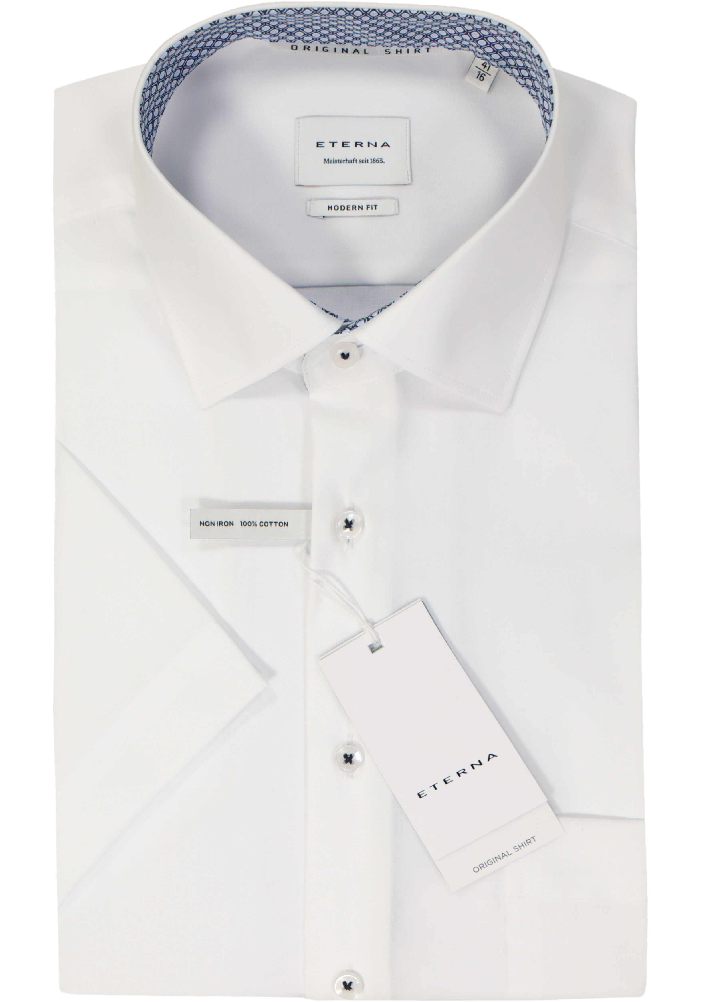 ETERNA modern fit overhemd korte mouw, popeline, wit