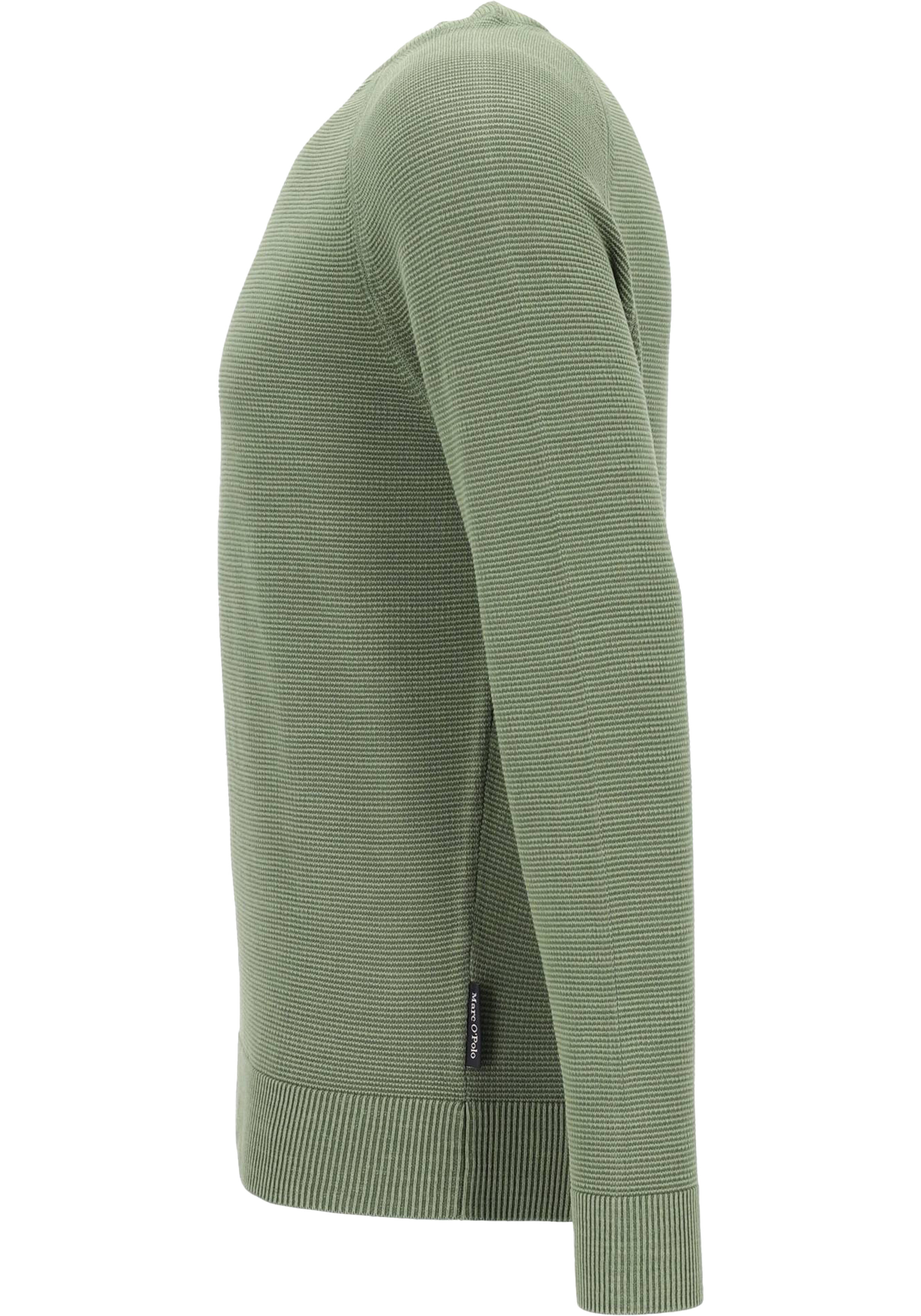 Marc O'Polo regular fit pullover, heren trui katoen met O-hals, groen (middeldik)