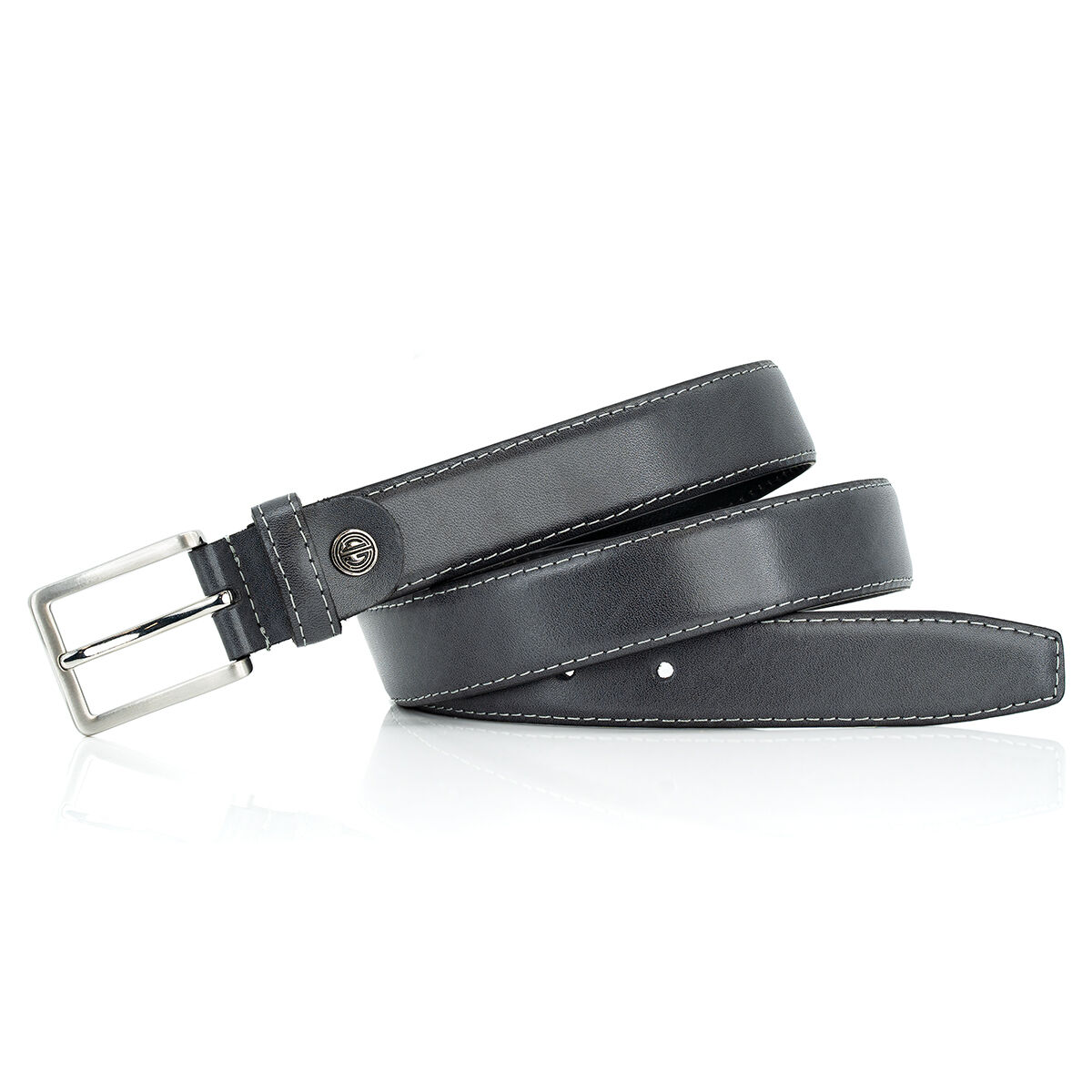 LINDENMANN leren heren riem, grijs