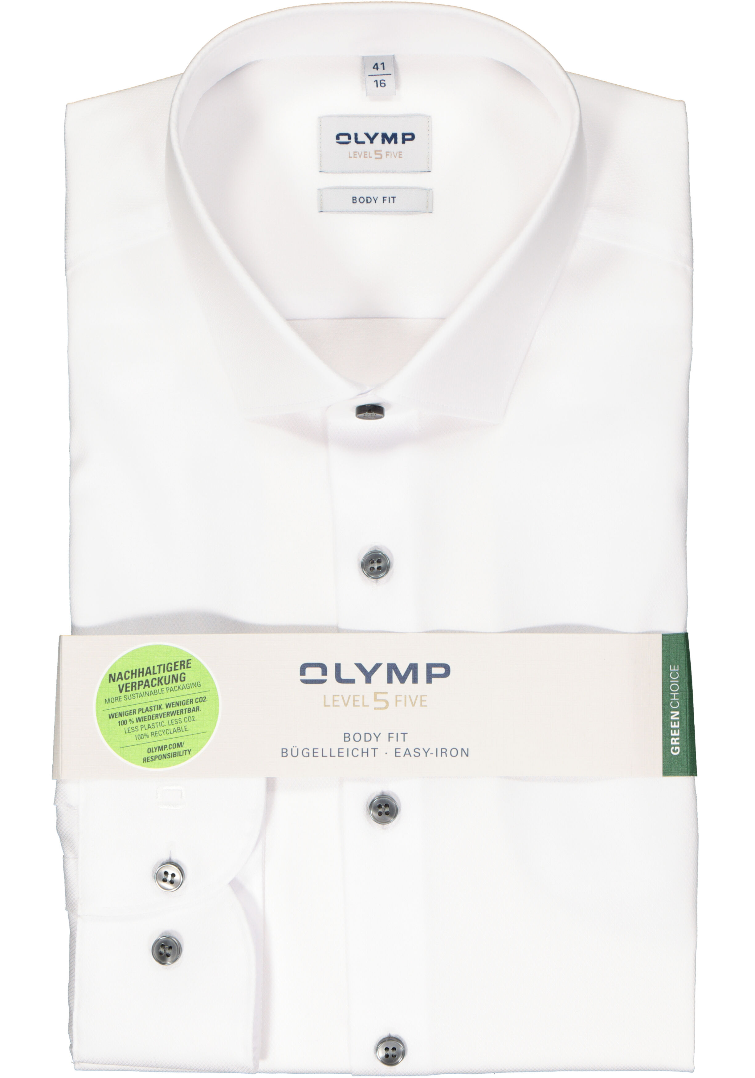 OLYMP Level 5 body fit overhemd, structuur, wit