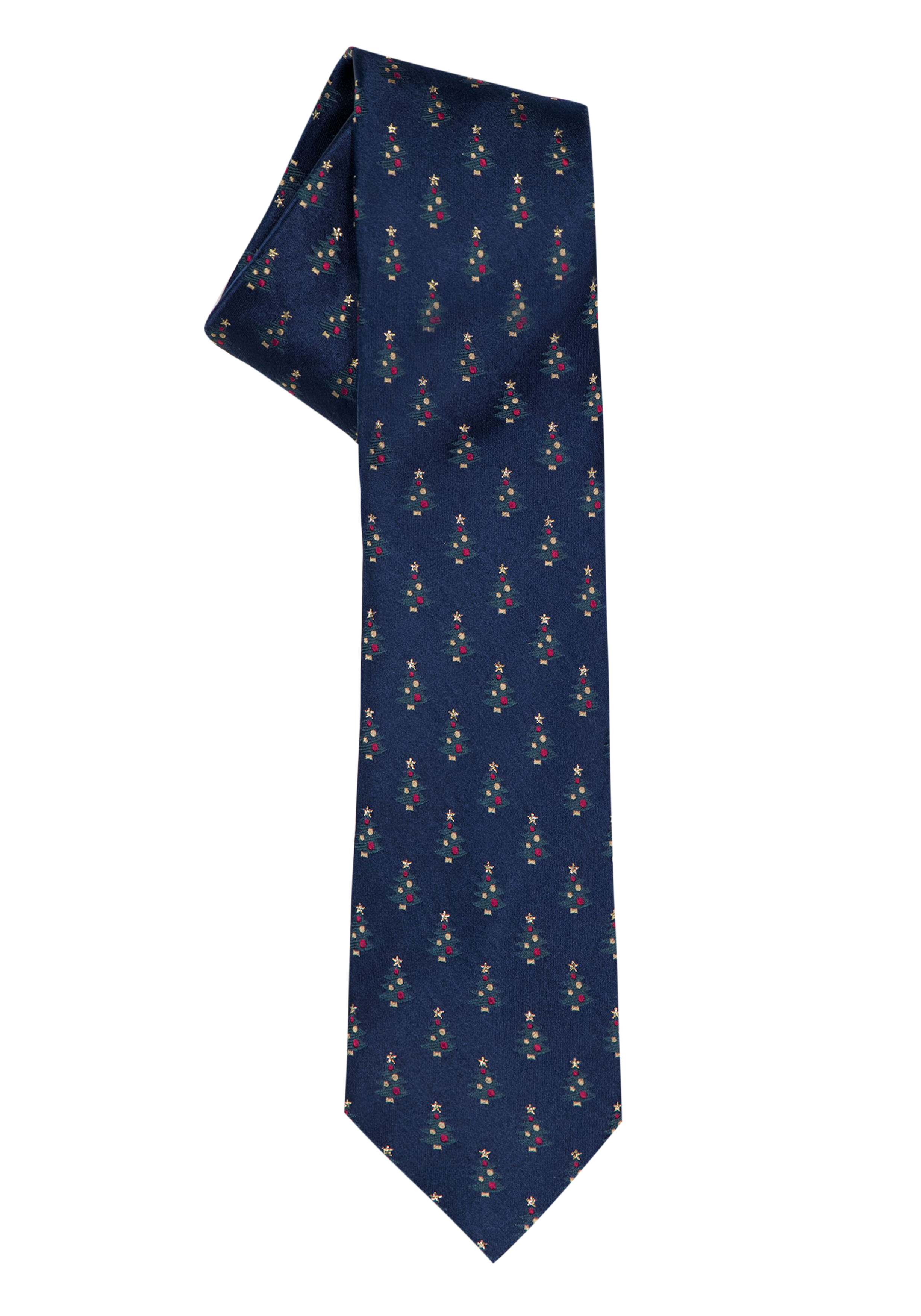 Michaelis Kerst stropdas kerstboom motief, donkerblauw, groen, rood, goud