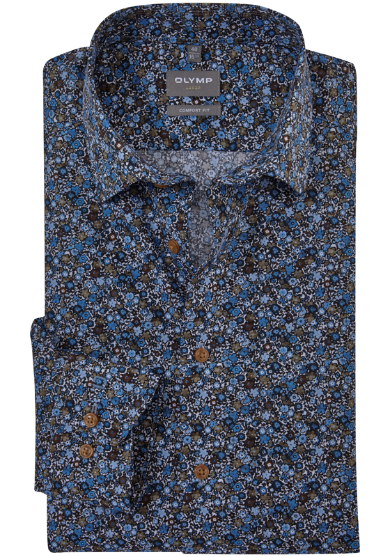 OLYMP comfort fit overhemd, popeline, marine blauw dessin OLYMP comfort fit overhemd, popeline, marine blauw dessin