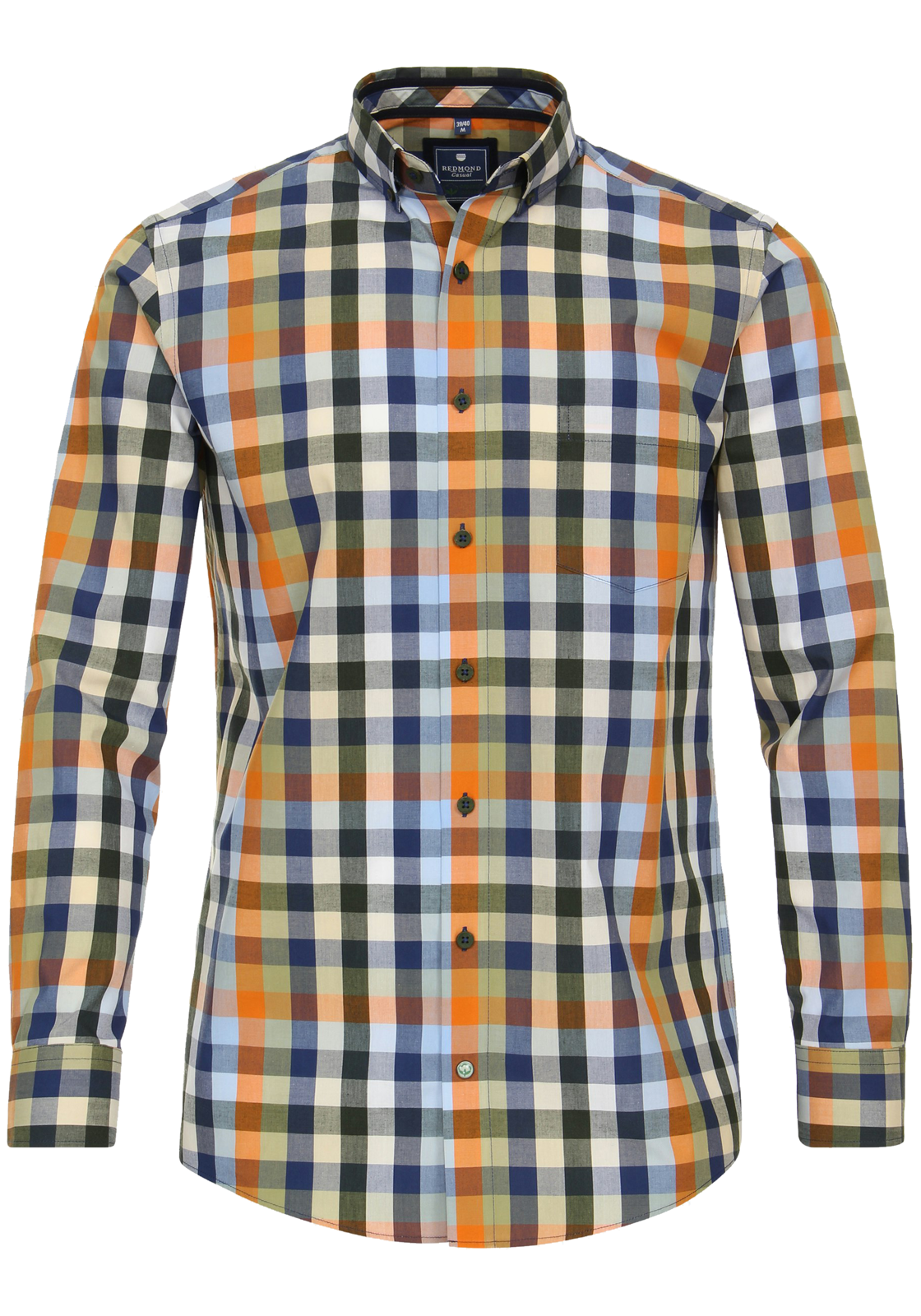 Redmond comfort fit overhemd, popeline, groen geruit Redmond comfort fit overhemd, popeline, groen geruit