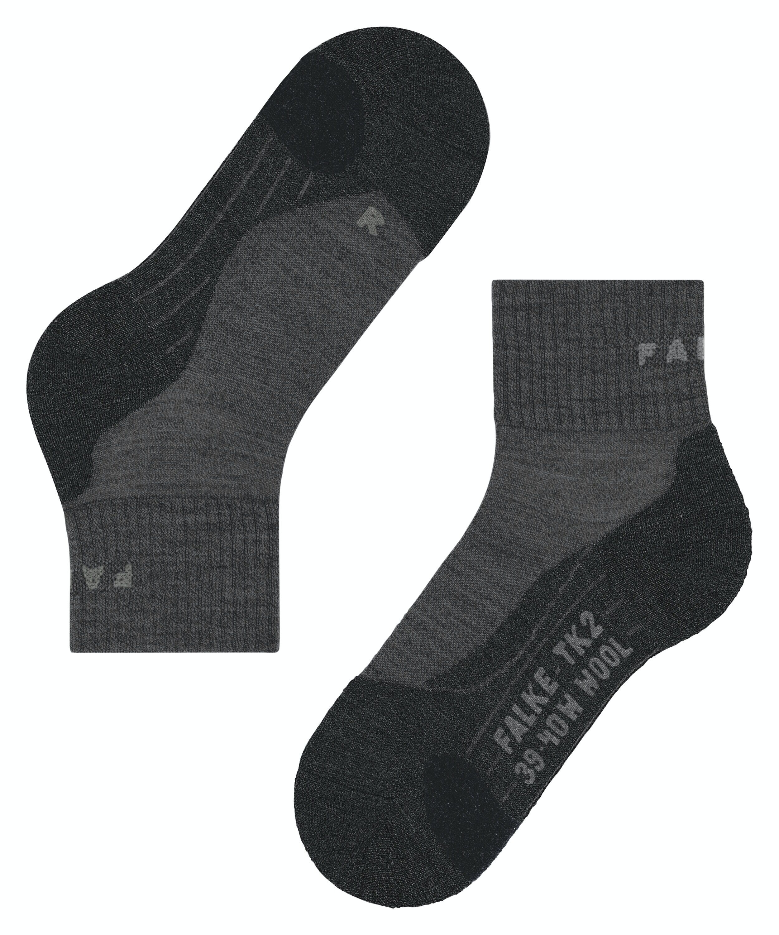 FALKE TK2 Explore Wool Short dames trekking sokken, antraciet grijs (smog)