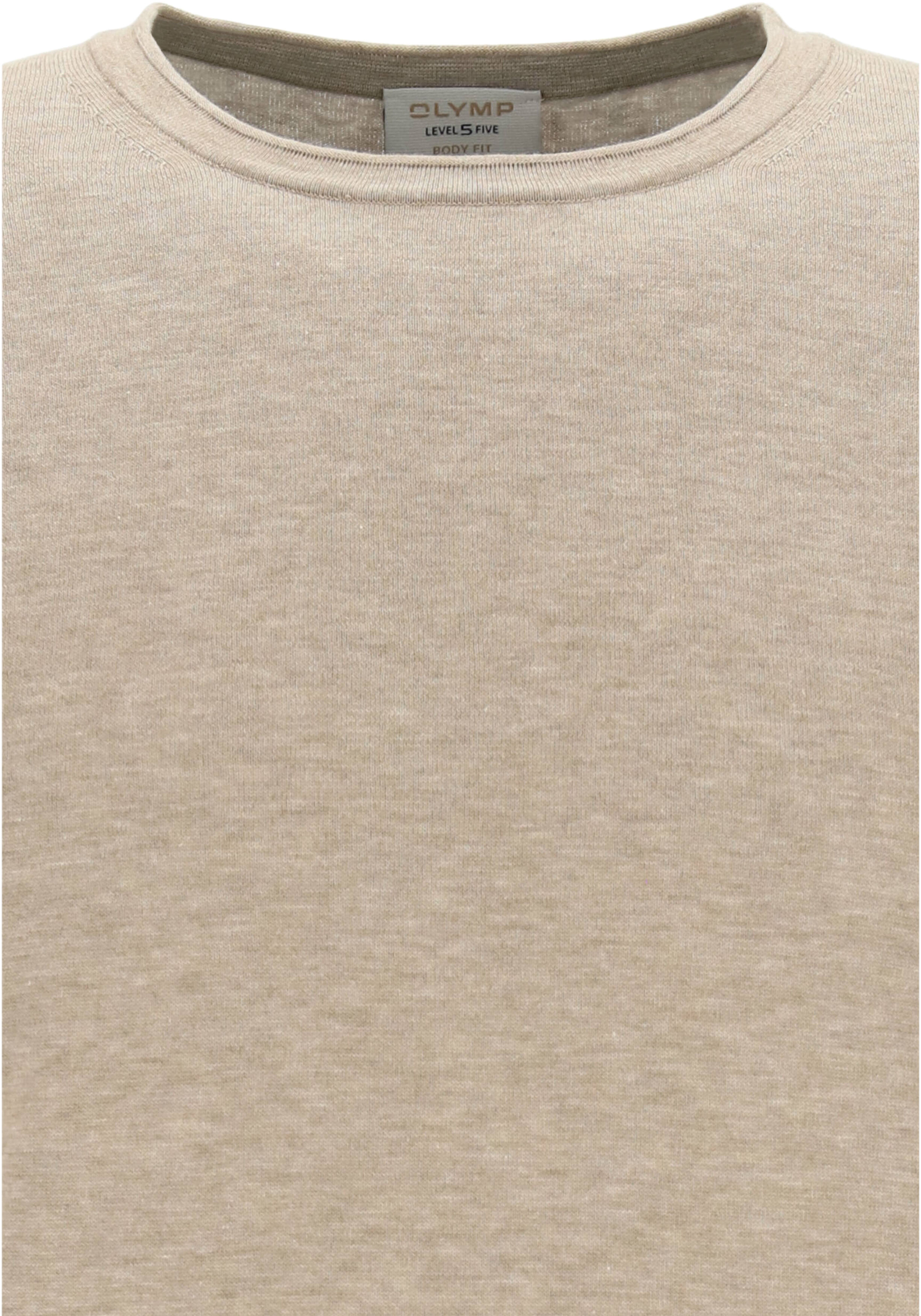OLYMP Level 5 body fit trui katoen, O-hals, beige