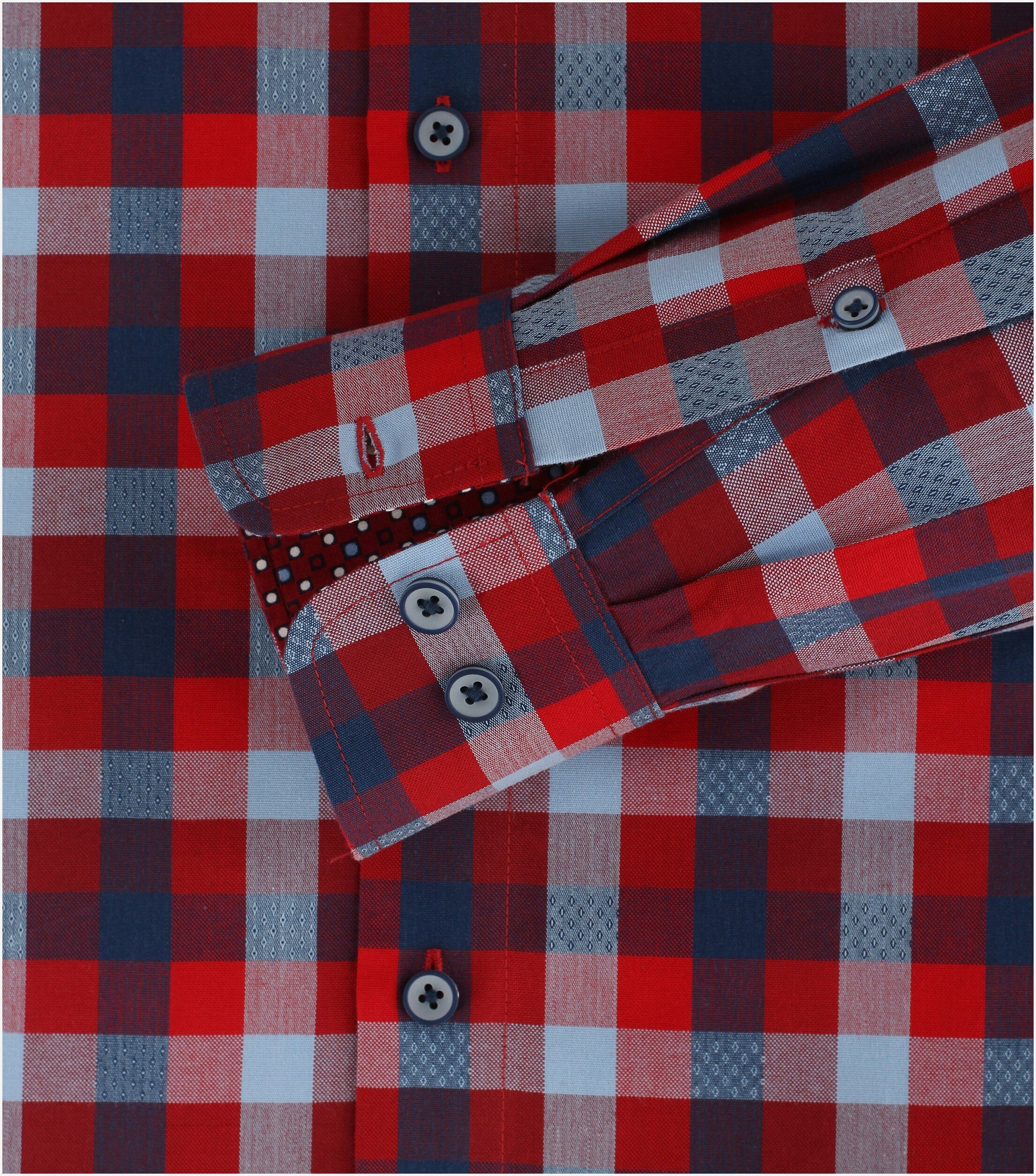 Redmond comfort fit overhemd, popeline, rood geruit