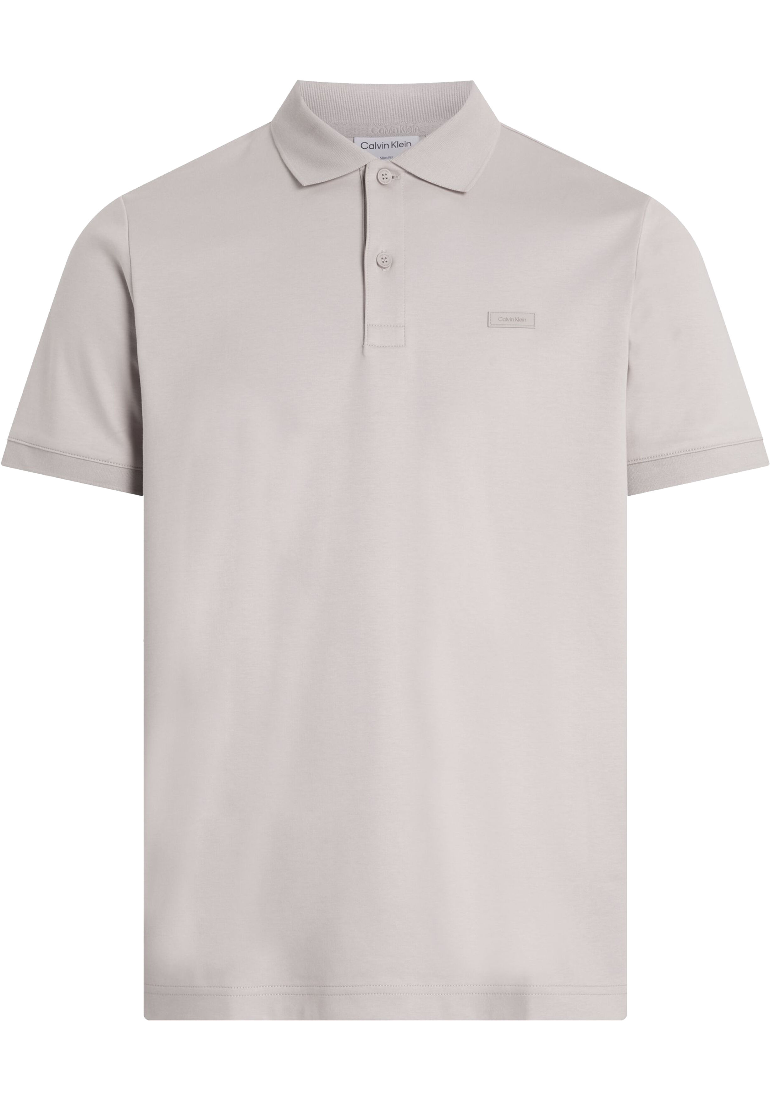 Calvin Klein Smooth Cotton Slim Polo, heren poloshirt, grijsbeige