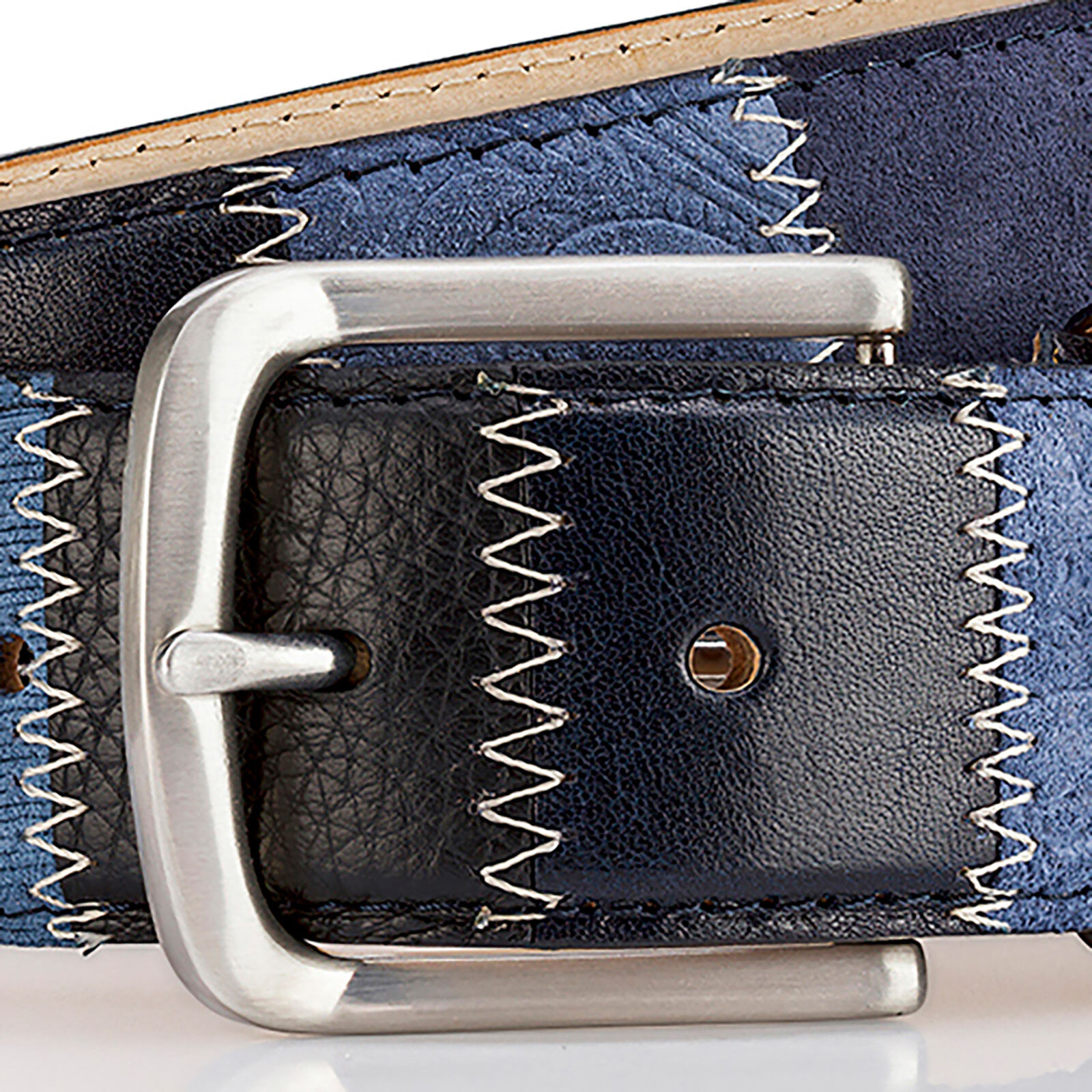LINDENMANN leren heren riem, blauw