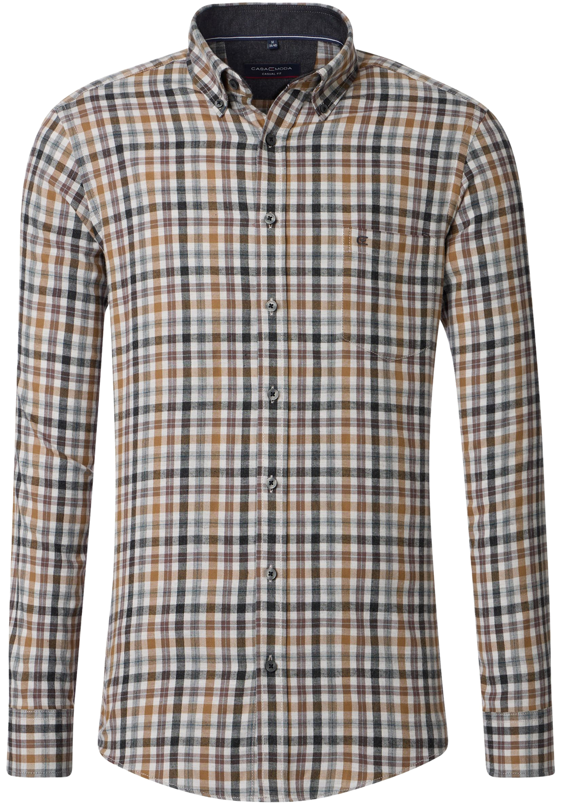CASA MODA Sport casual fit overhemd, flanel, beige, blauw, wit geruit CASA MODA Sport casual fit overhemd, flanel, beige, blauw, wit geruit