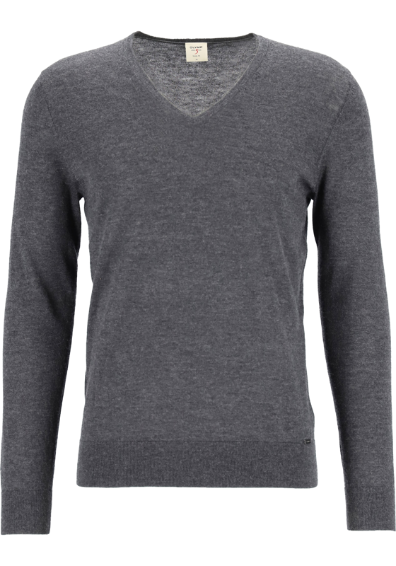 OLYMP Level 5 body fit trui wol met zijde, V-hals, antraciet grijs OLYMP Level 5 body fit trui wol met zijde, V-hals, antraciet grijs
