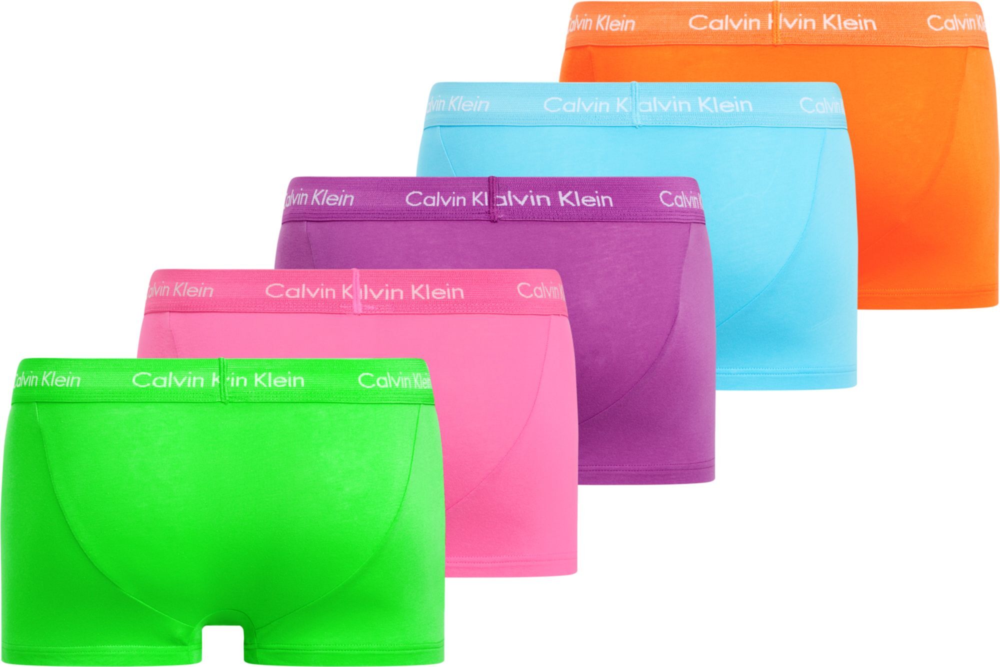 Calvin Klein Trunk (5-pack), heren boxers normale lengte, lime, roze, paars, lichtblauw, oranje