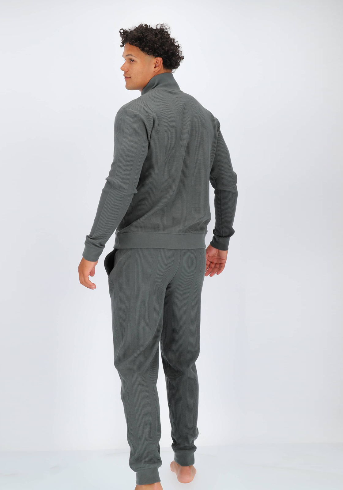 BOSS Structure Pants, heren pyjama- of loungebroek, grijsgroen BOSS Structure Pants, heren pyjama- of loungebroek, grijsgroen