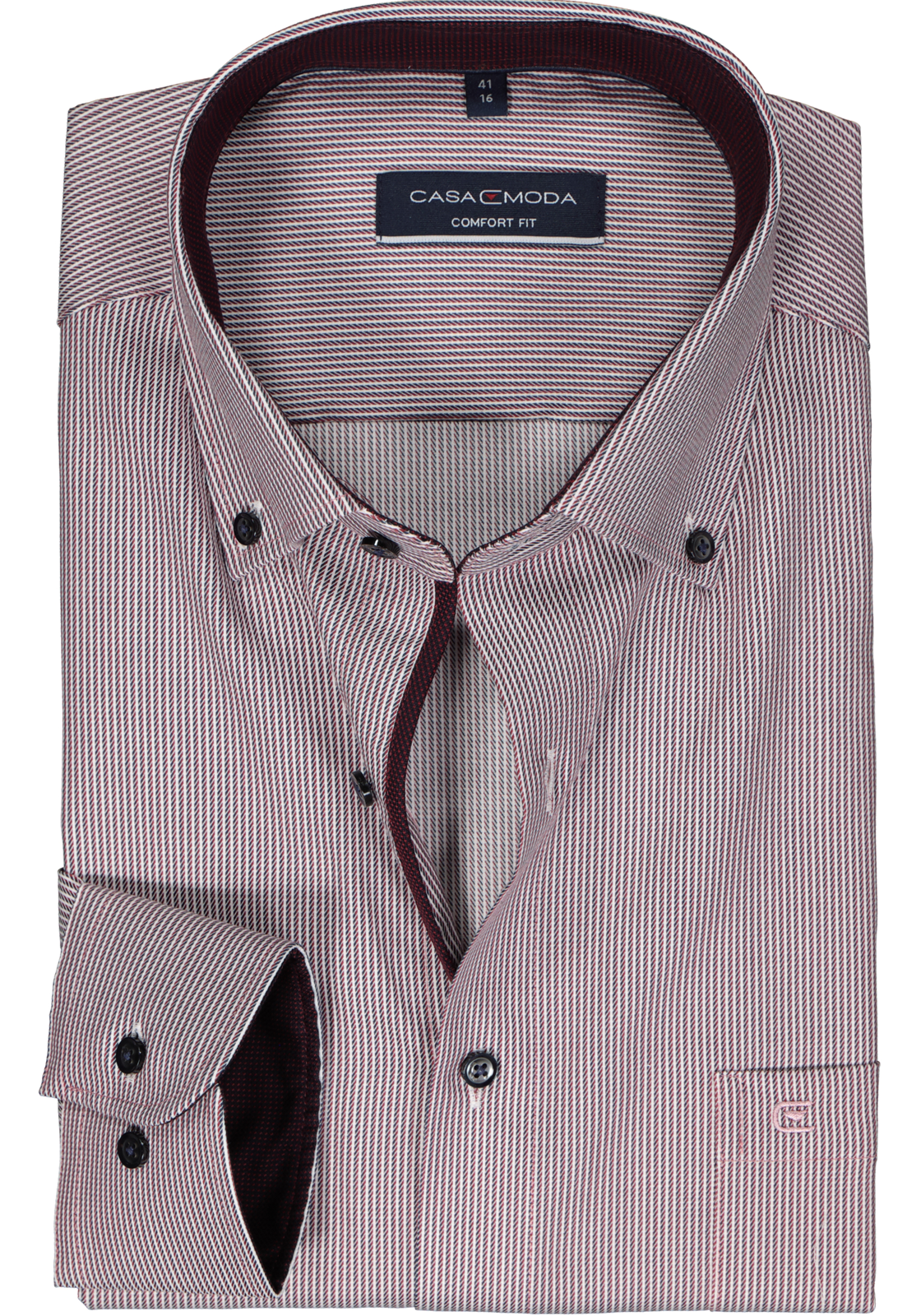 1-4064813740436_casa-moda-overhemd_HR CASA MODA comfort fit overhemd, dobby, rood gestreept