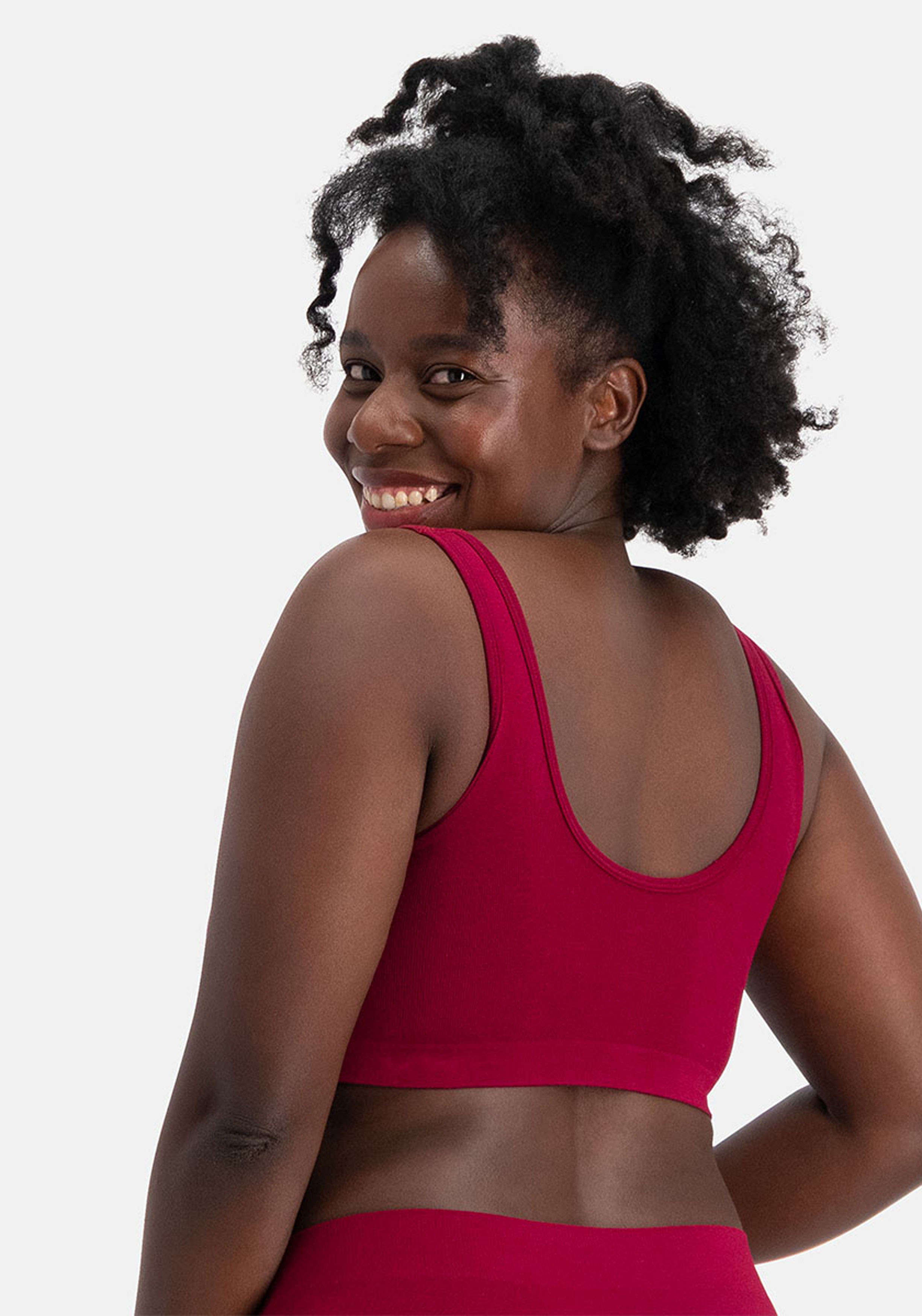 Bamboo Basics Nova seamless bra (2-pack), dames beugelloze BH naadloos, bordeaux rood