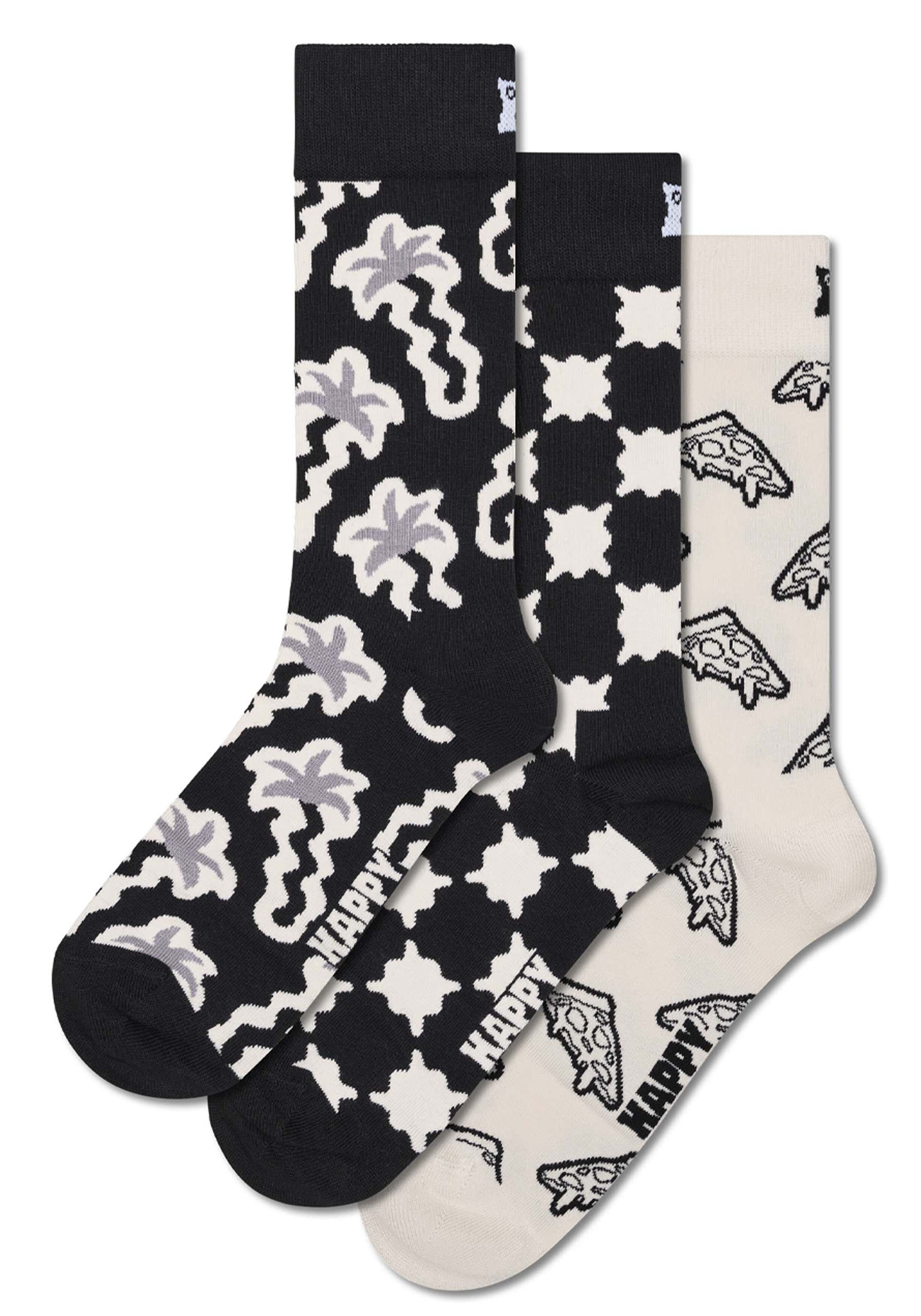 Happy Socks Black And White Socks Gift Set (3-pack), unisex sokken in cadeauverpakking, zwart