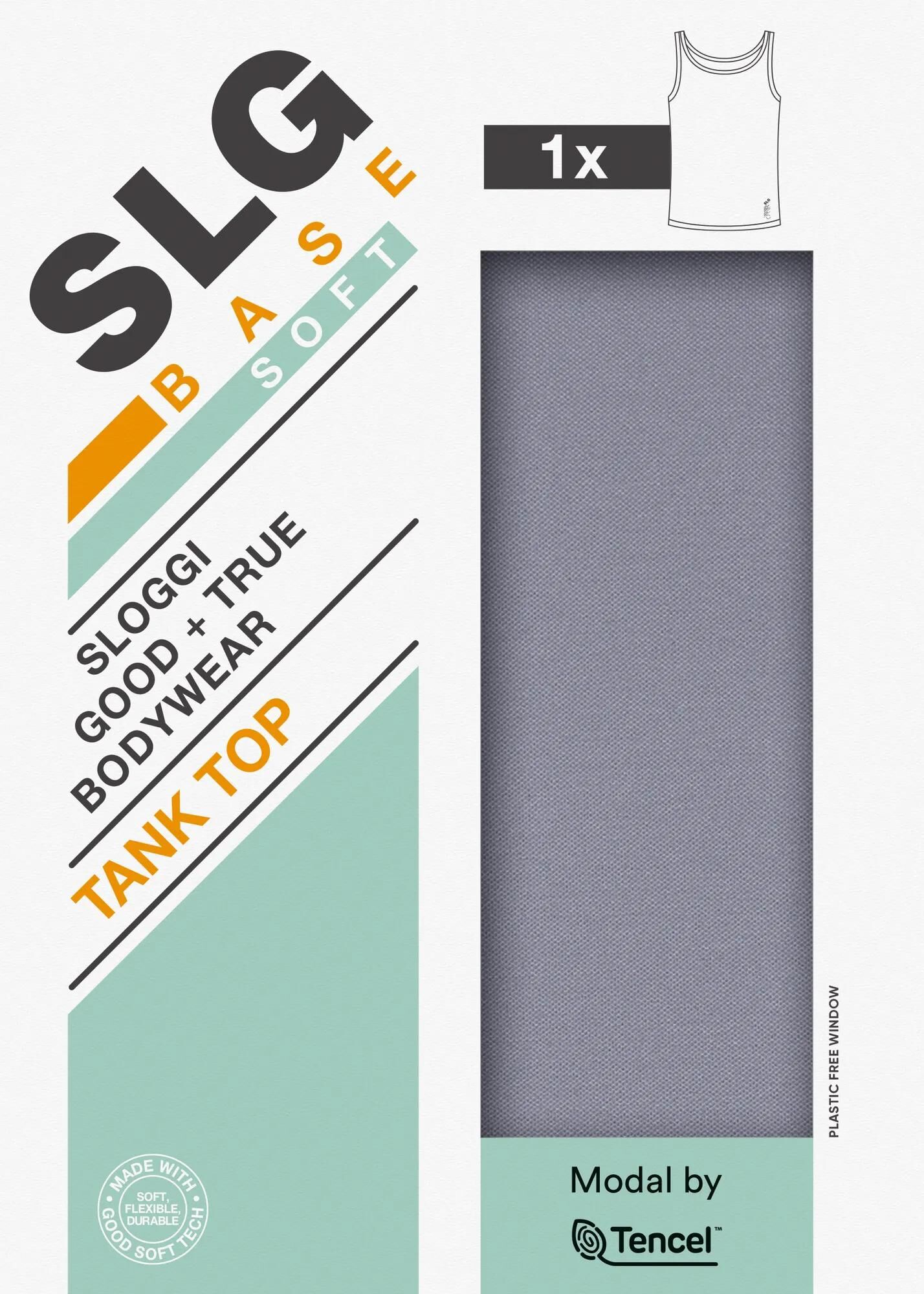 Sloggi Men SLG Base Soft Tank top, heren mouwloos T-shirt (1-pack), grijsblauw