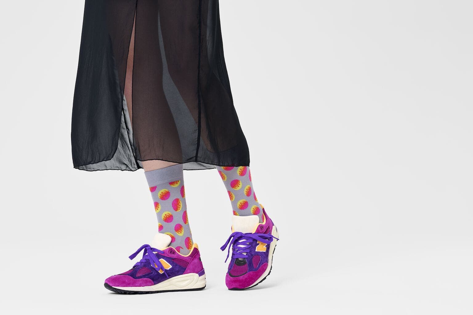 Happy Socks Faded Big Dot Sock, unisex sokken, grijs