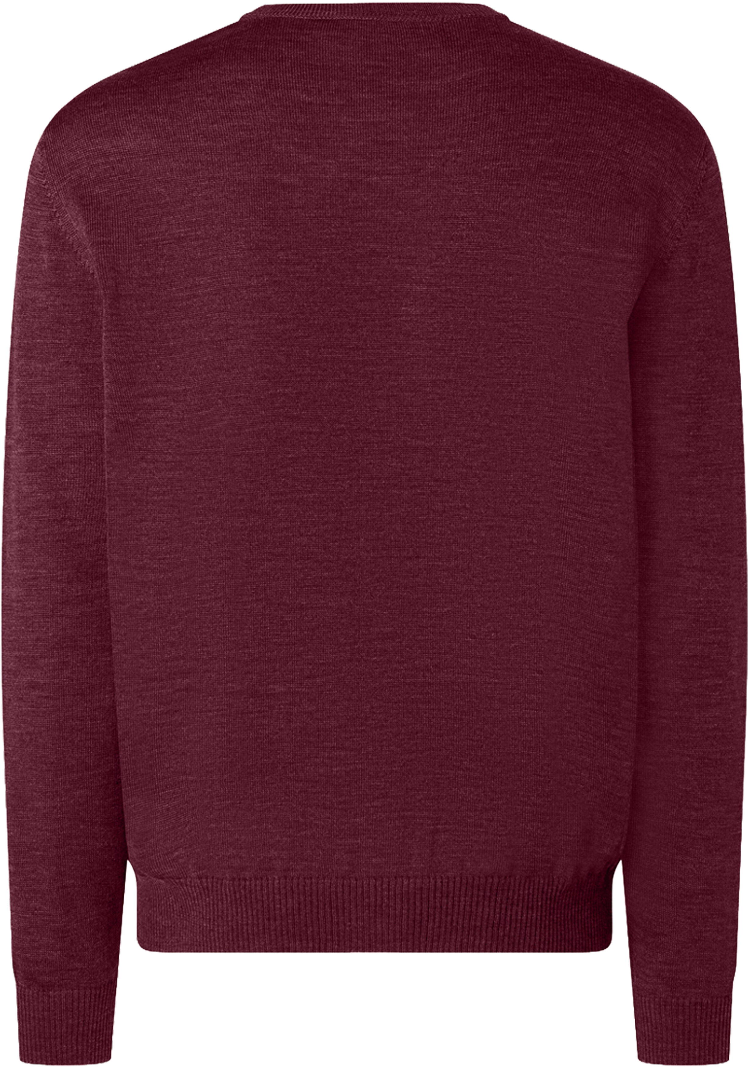 MAERZ Classic Fit heren trui met O-hals wol, bordeaux rood