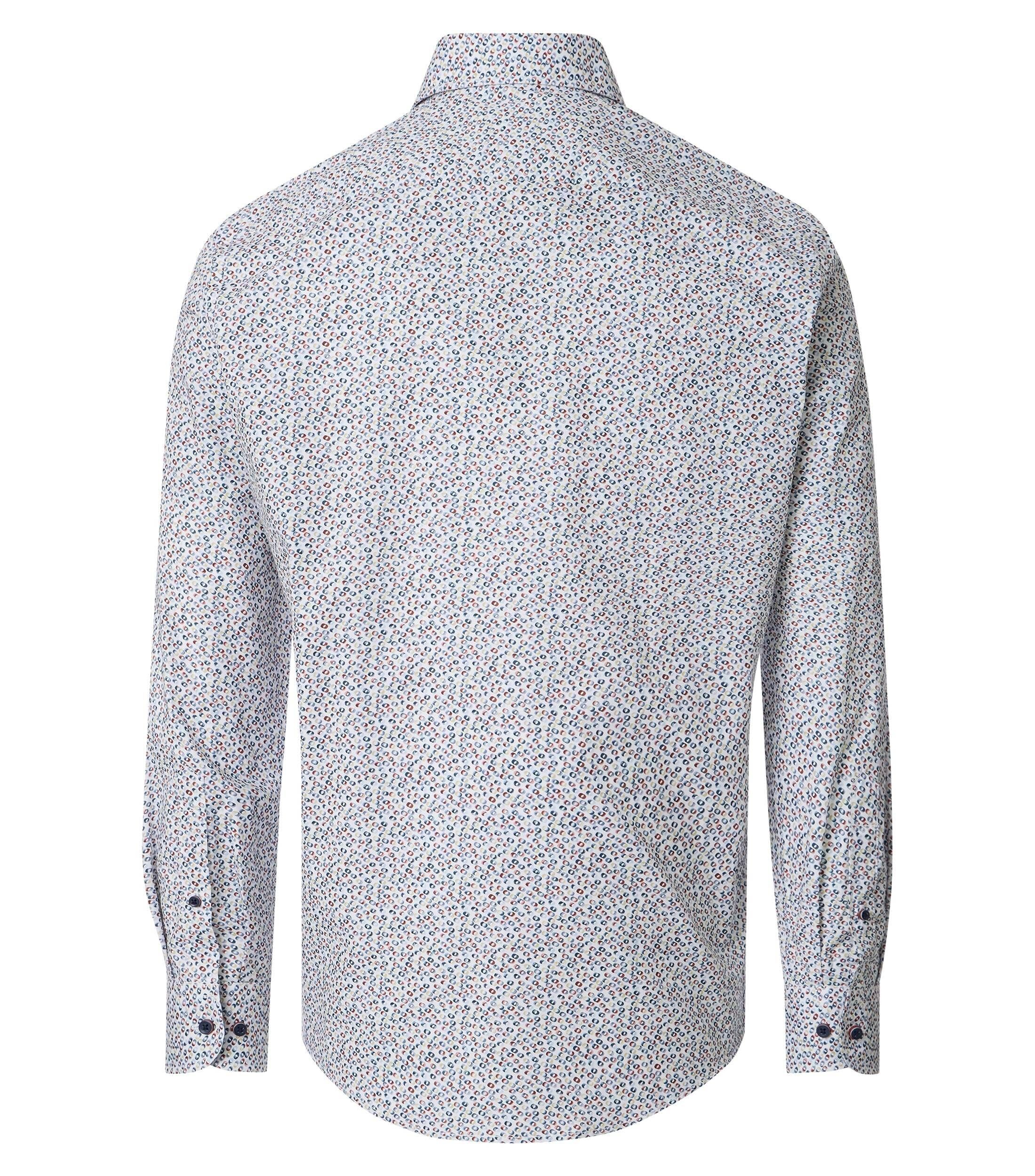 CASA MODA Sport casual fit overhemd, popeline, wit met blauw en rood dessin