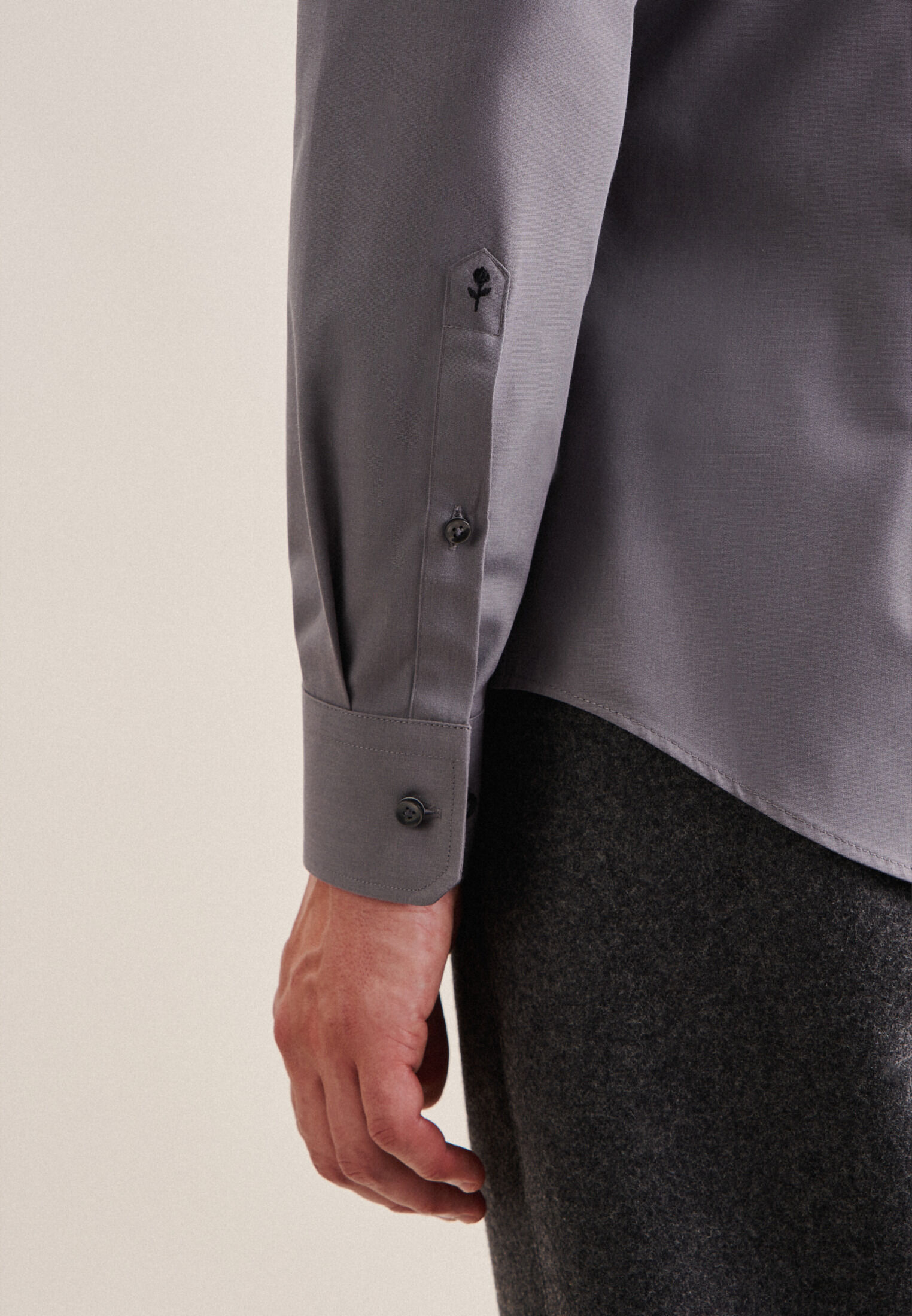 Seidensticker slim fit overhemd, popeline, grijs