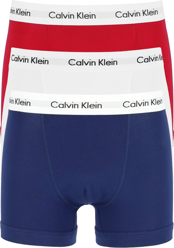 Calvin Klein trunks (3-pack), heren boxers normale lengte, rood, wit en blauw Calvin Klein trunks (3-pack), heren boxers normale lengte, rood, wit en blauw