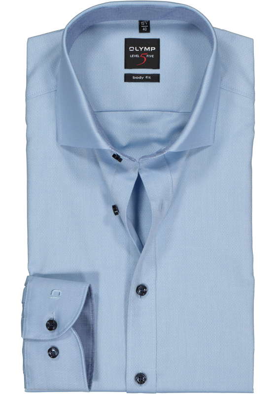 OLYMP Level 5 body fit overhemd, lichtblauw structuur (contrast) OLYMP Level 5 body fit overhemd, lichtblauw structuur (contrast)