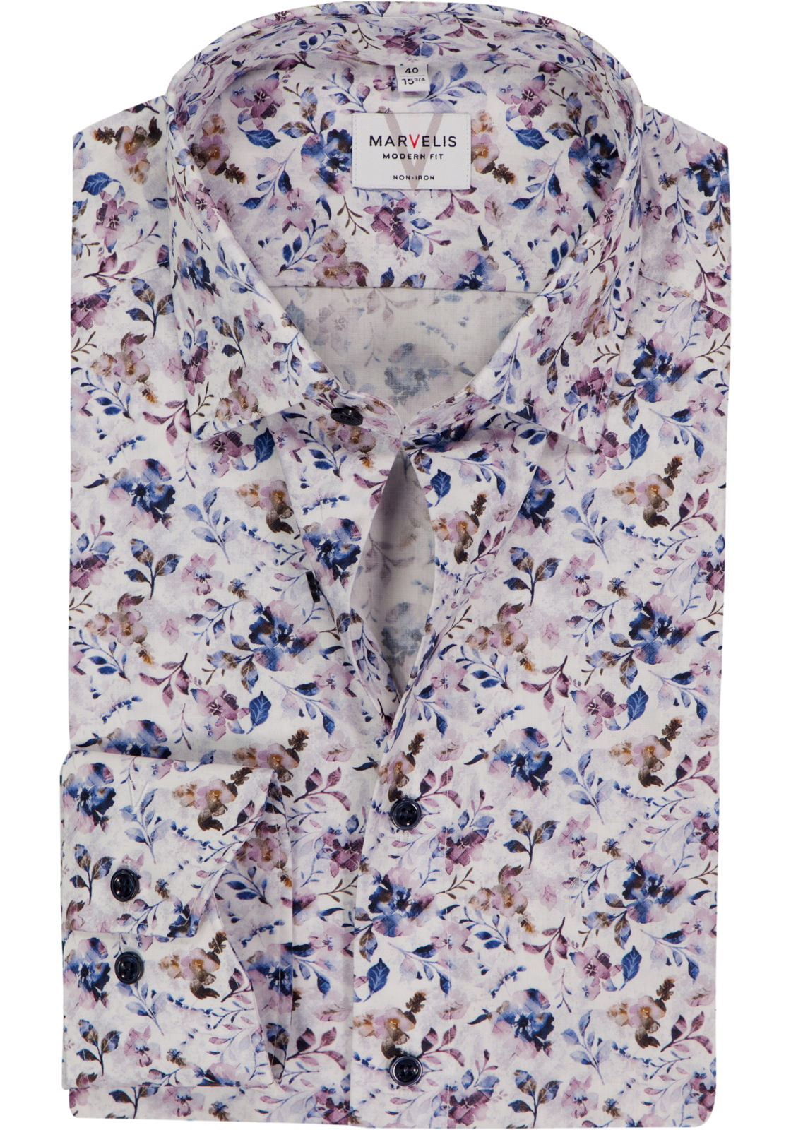 MARVELIS modern fit overhemd, mouwlengte 7, popeline, wit dessin MARVELIS modern fit overhemd, mouwlengte 7, popeline, wit dessin