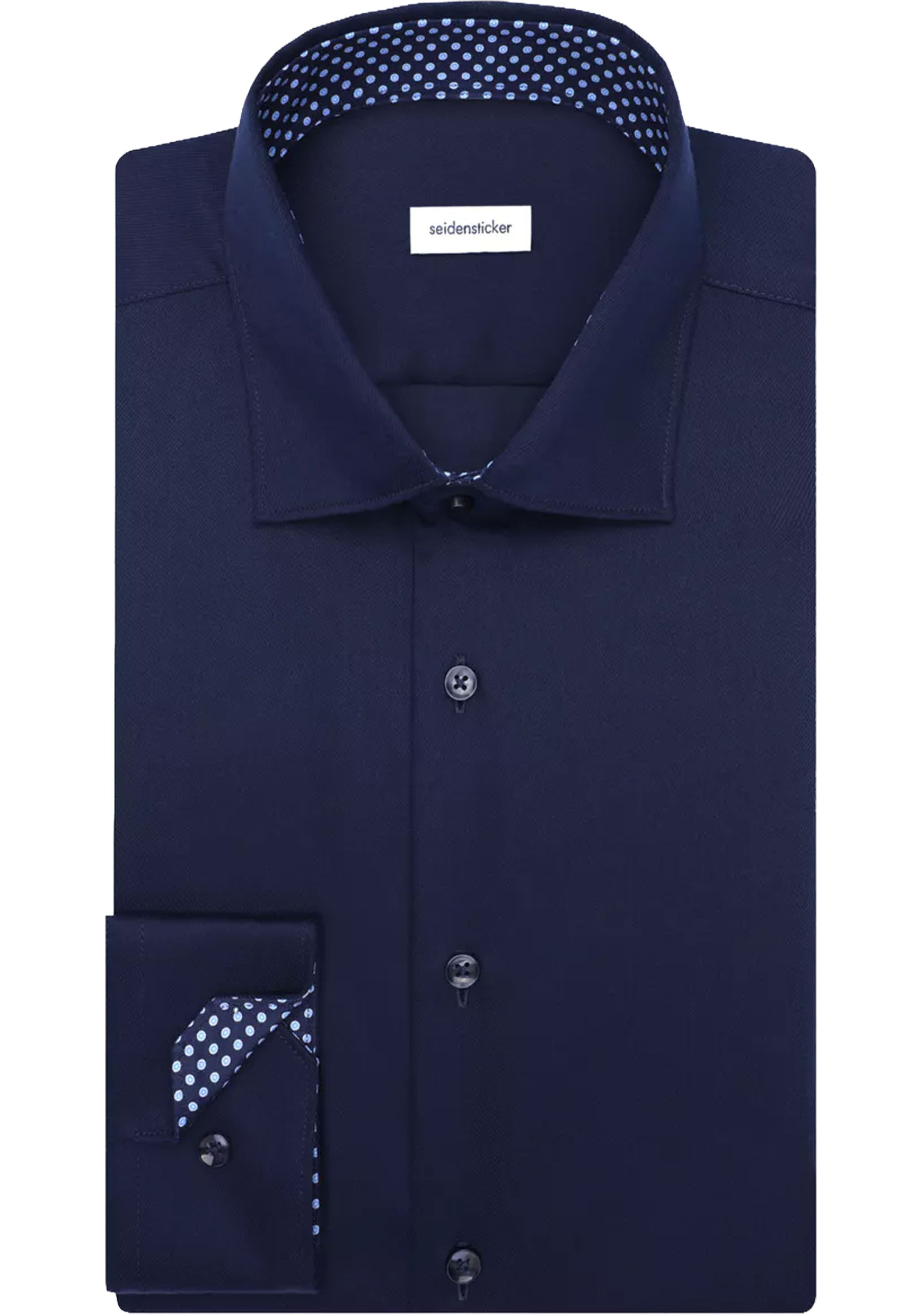 Seidensticker shaped fit overhemd, popeline, blauw