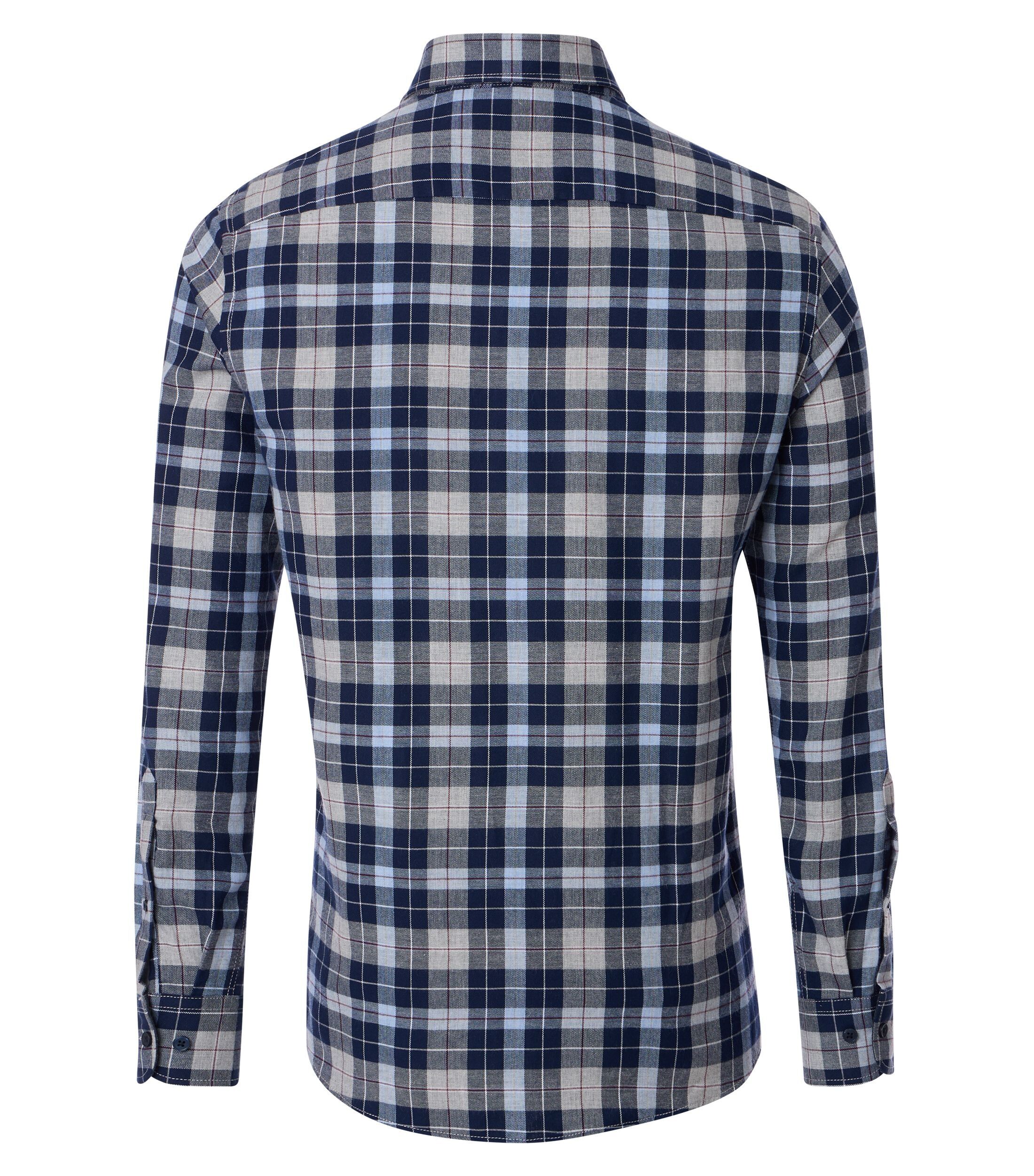 CASA MODA Sport casual fit overhemd, flanel, blauw geruit - 444309000-100