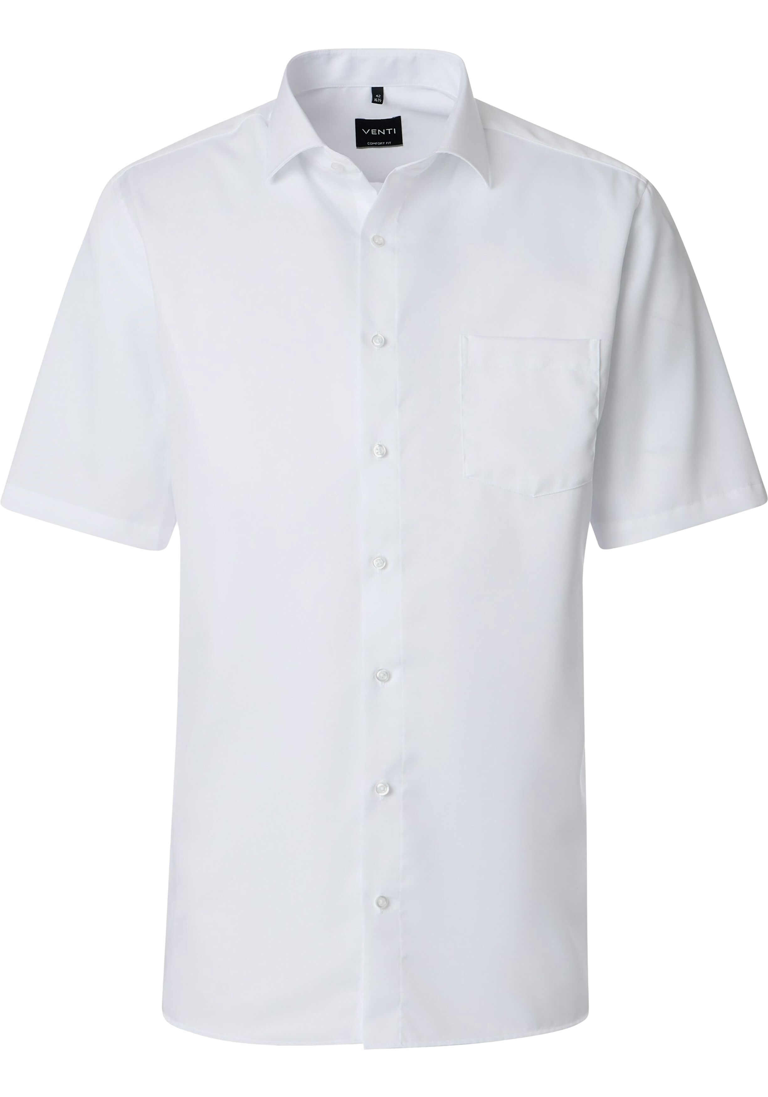VENTI CASA MODA comfort fit overhemd, korte mouw, structuur, wit