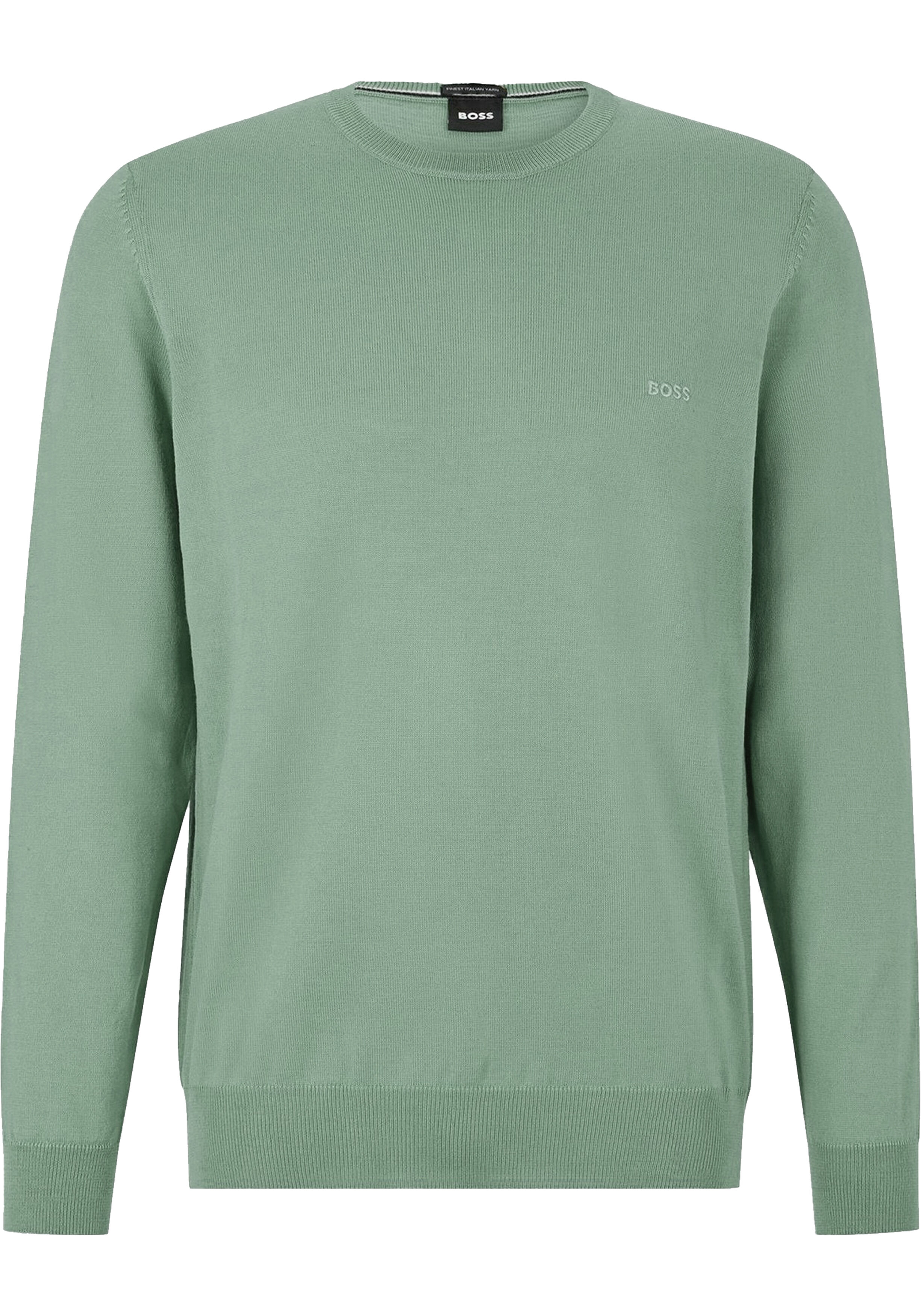 BOSS Botto regular fit trui wol, heren trui middeldik O-hals, groen