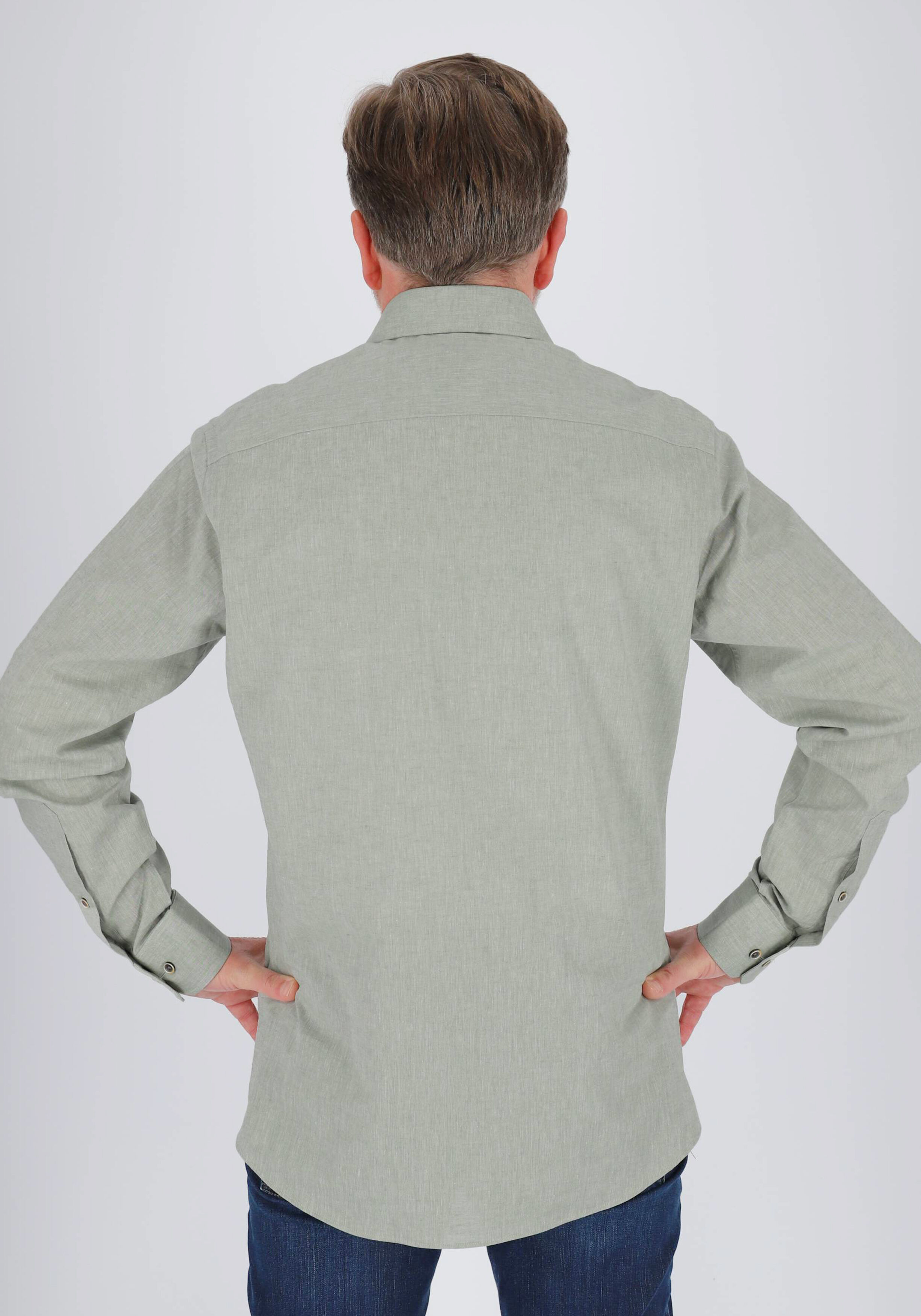 Michaelis slim fit heren overhemd, popeline, groen