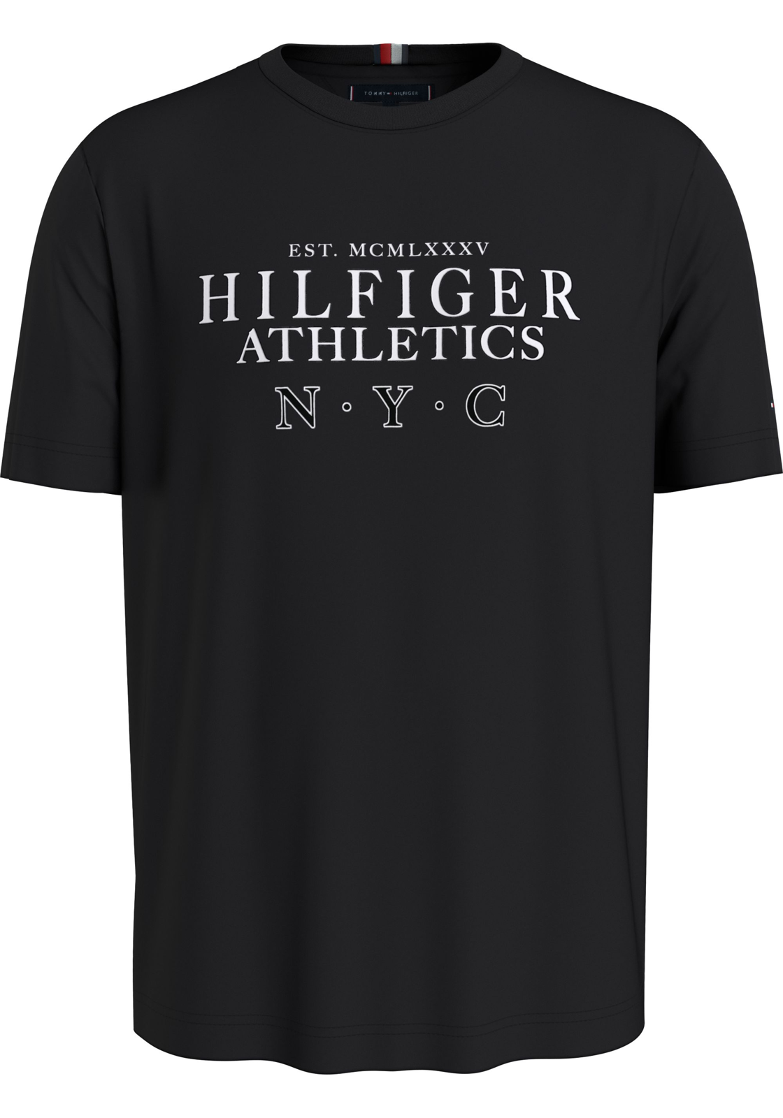 image_2_MW0MW34389BDS_F_C4101wid2000amphei2000ampop_usm1710 Tommy Hilfiger Hilfiger Ath Stack Tee, heren T-shirt korte mouw O-hals, zwart