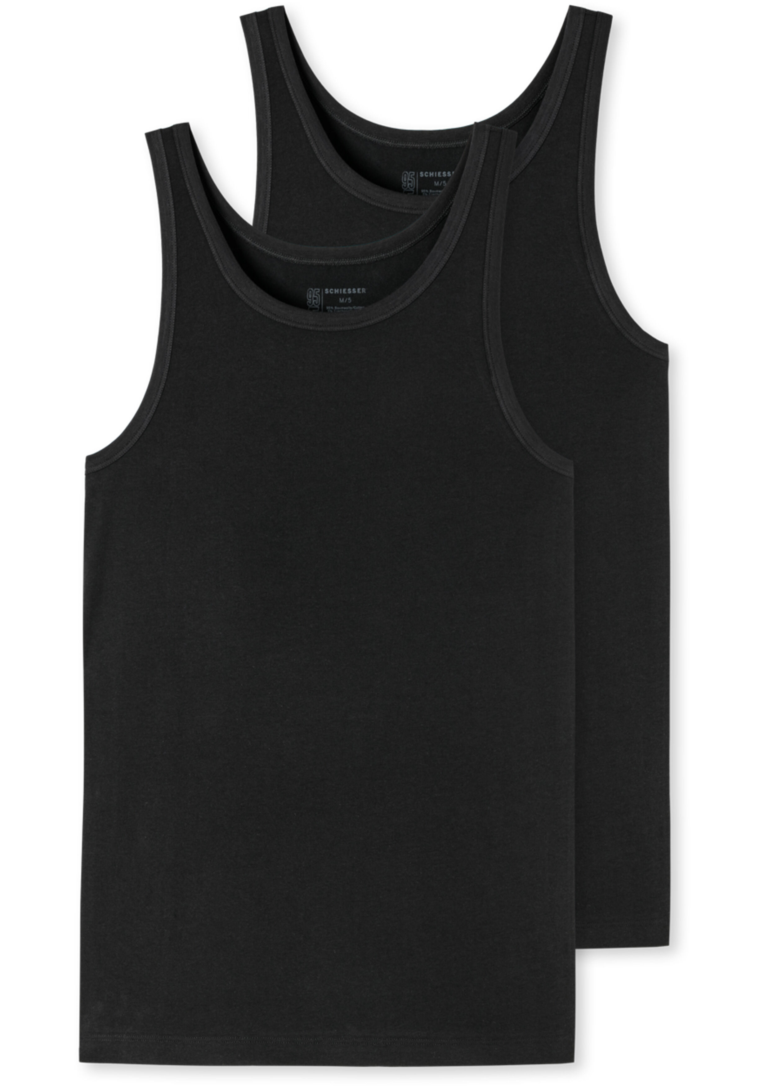 SCHIESSER 95/5 singlets (2-pack), O-hals, zwart
