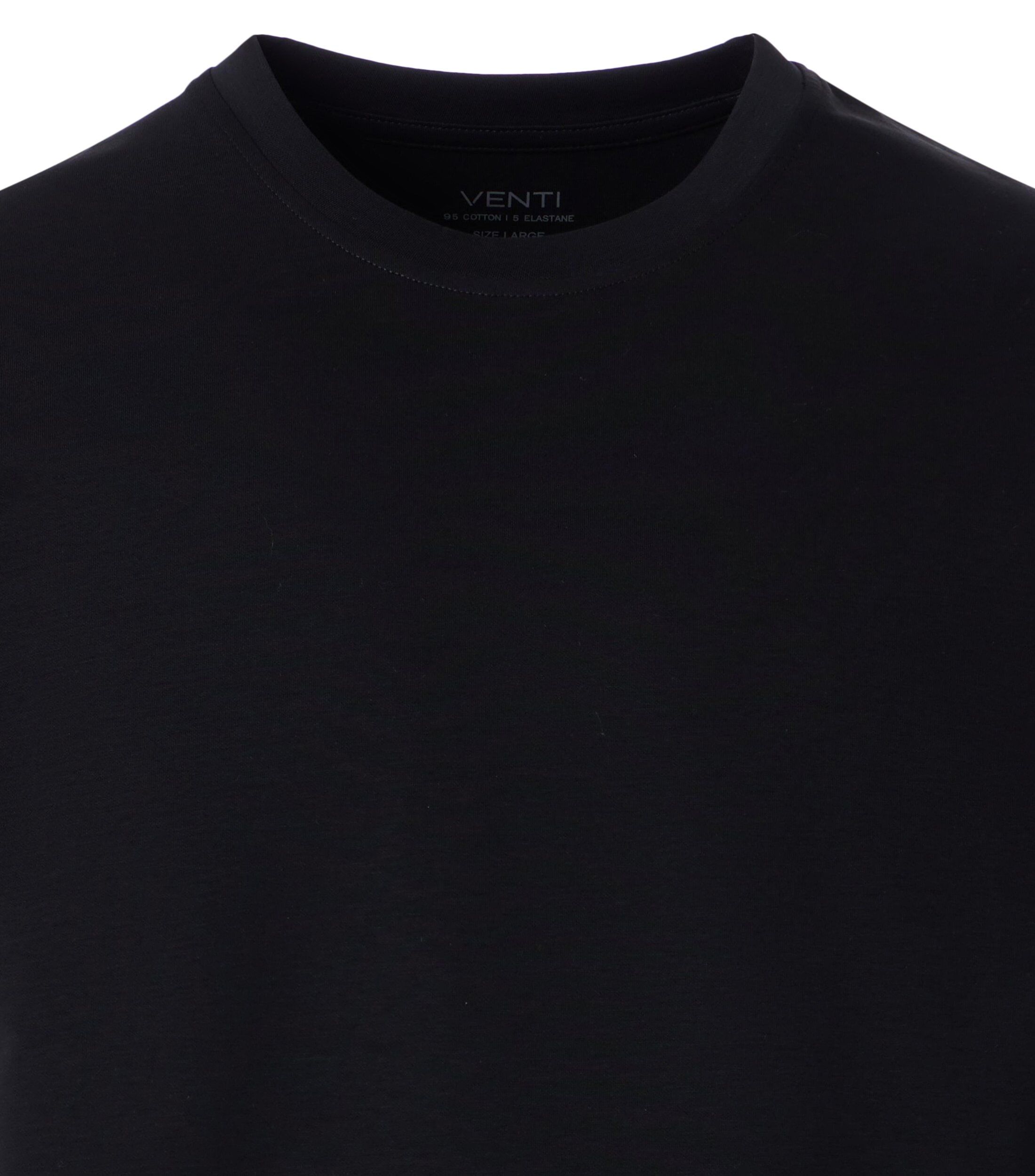 VENTI modern heren T-shirt, zwart