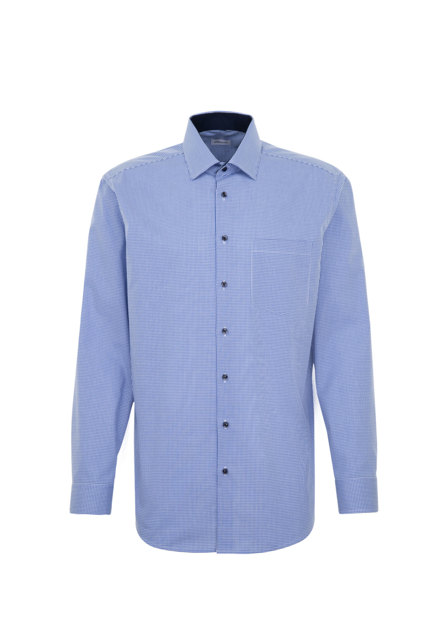 Seidensticker regular fit overhemd, popeline, blauw geruit