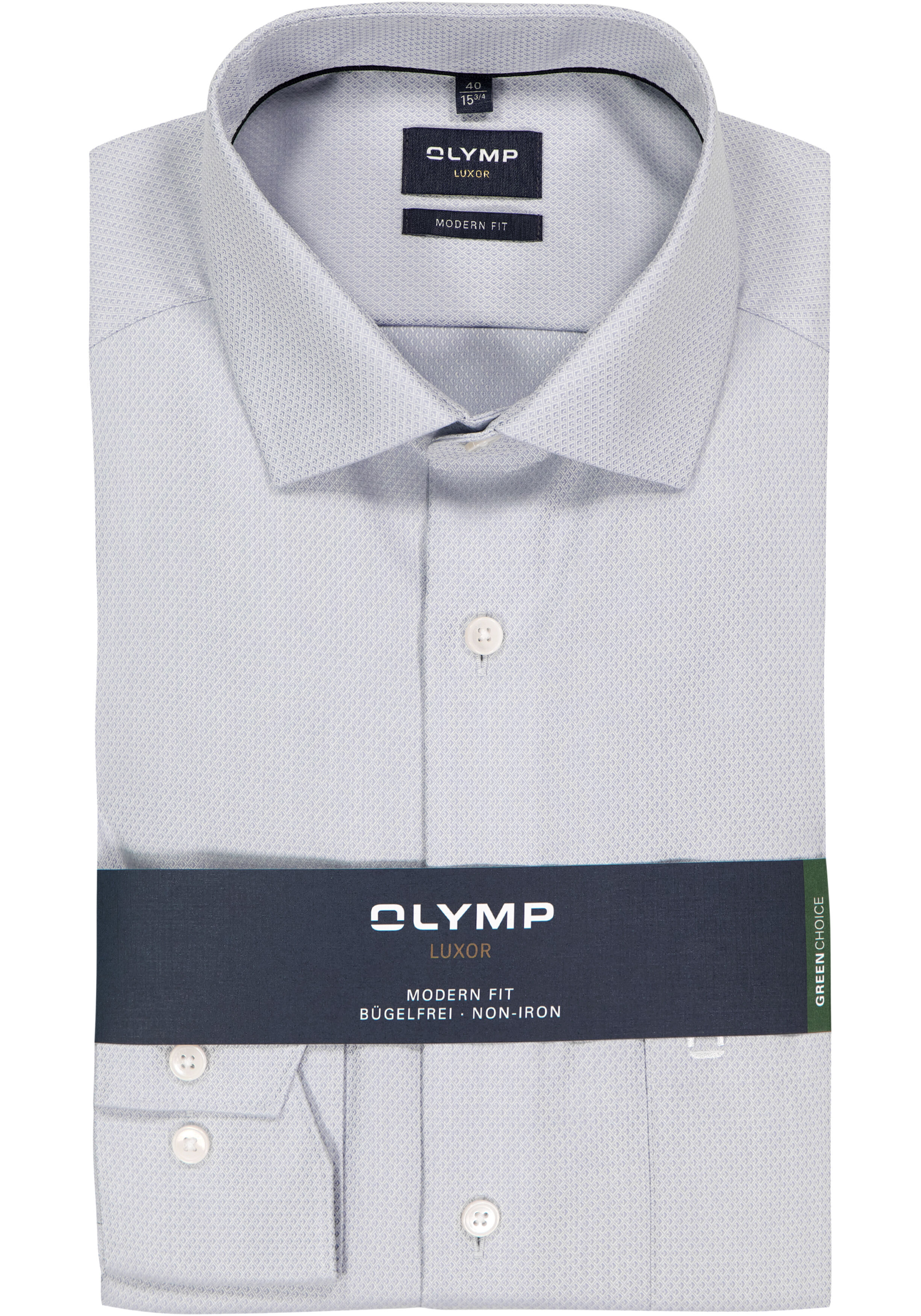 OLYMP Luxor modern fit overhemd, structuur, zilvergrijs