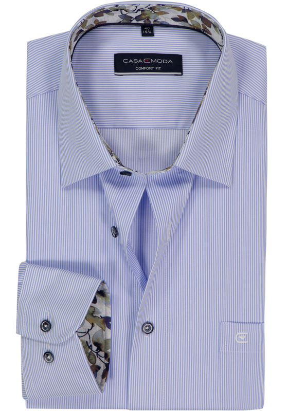 CASA MODA comfort fit overhemd, twill, lichtblauw met wit gestreept CASA MODA comfort fit overhemd, twill, lichtblauw met wit gestreept