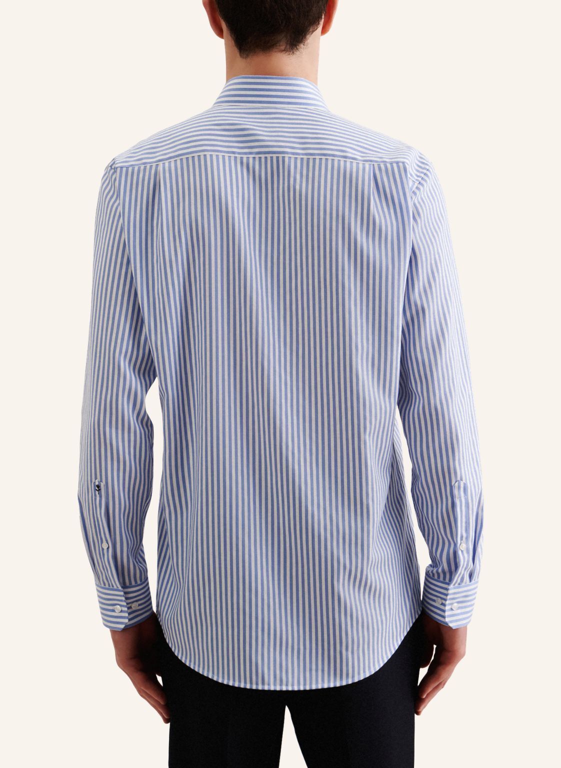 Seidensticker regular fit overhemd, popeline, blauw gestreept