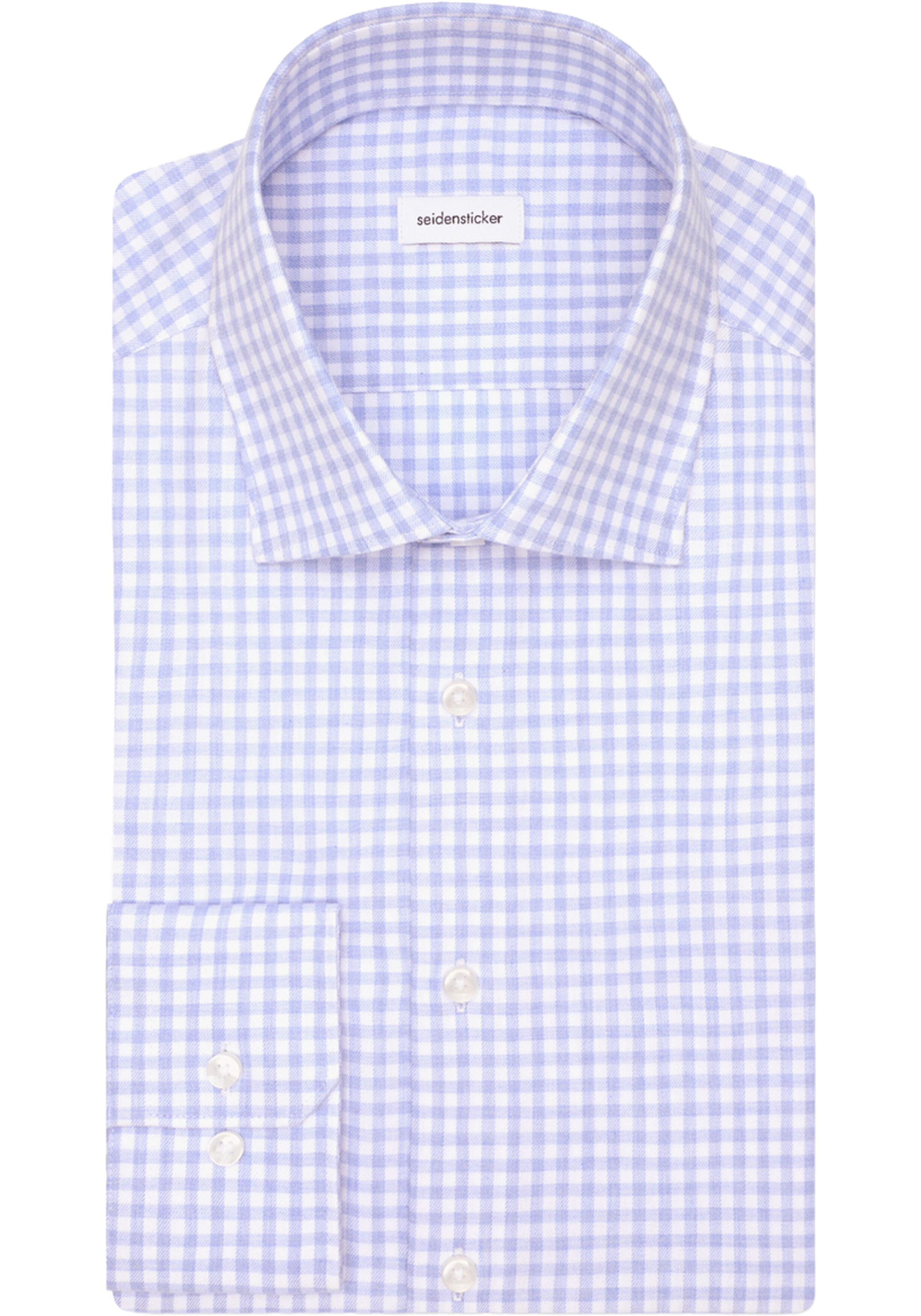 Seidensticker shaped fit overhemd, popeline, blauw geruit